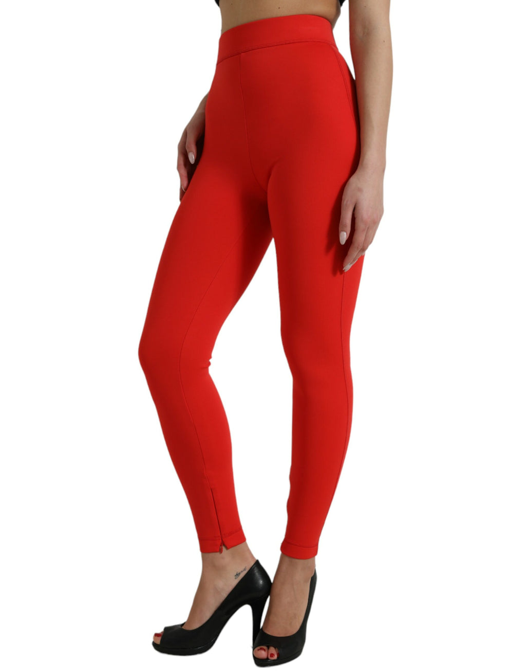 Dolce & Gabbana Red Nylon Stretch Slim Leggings Trousers