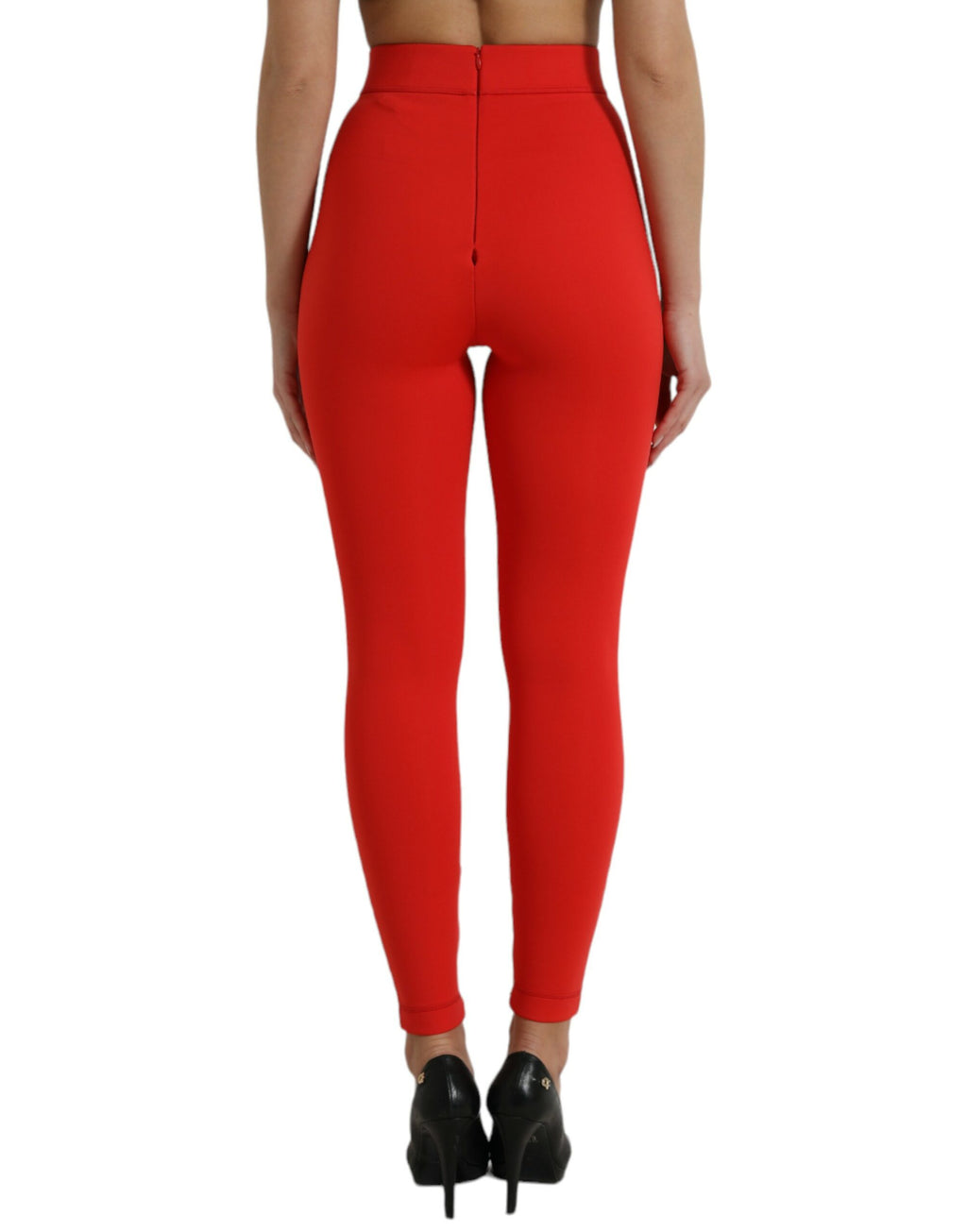 Dolce & Gabbana Red Nylon Stretch Slim Leggings Trousers
