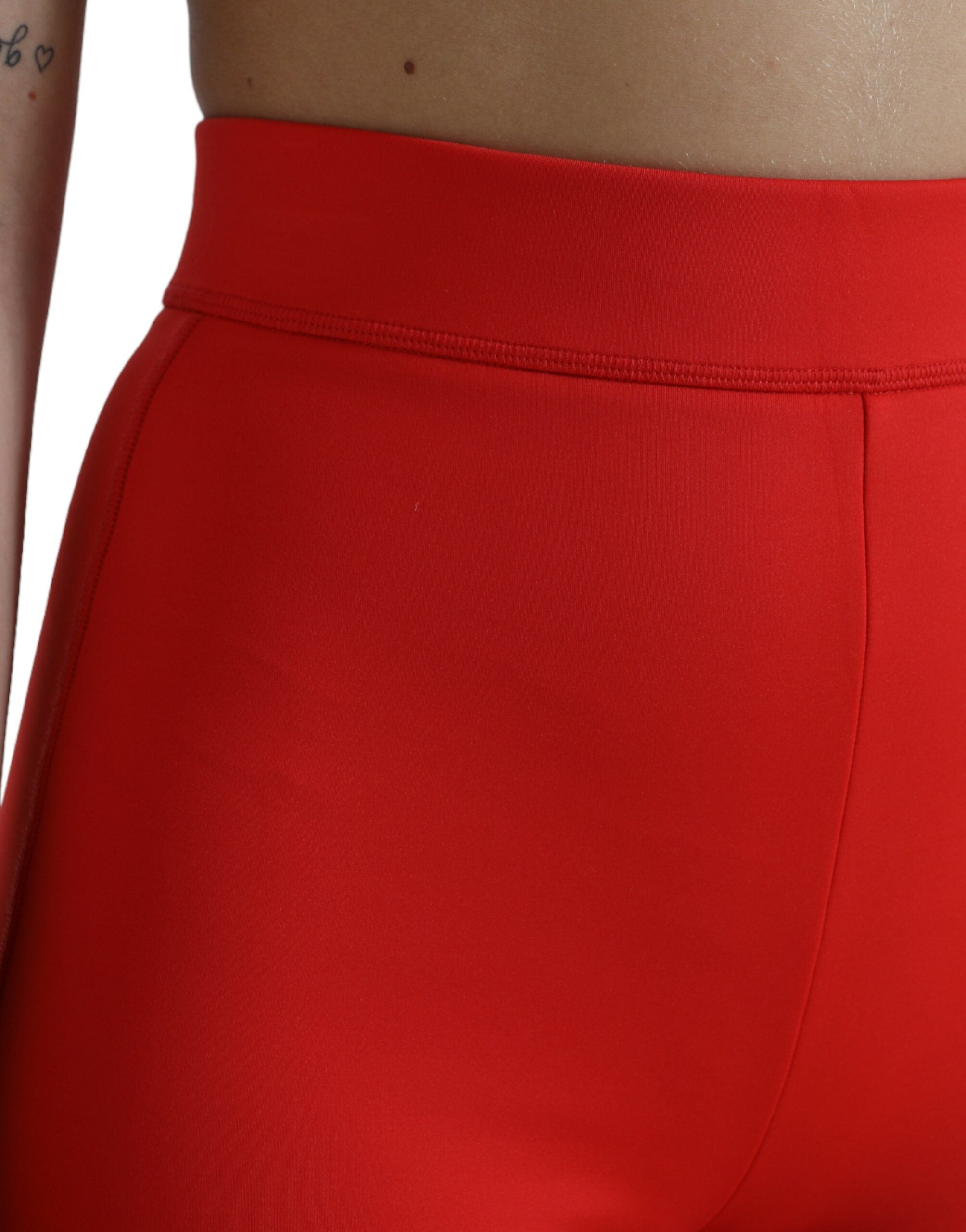 Dolce & Gabbana Red Nylon Stretch Slim Leggings Trousers
