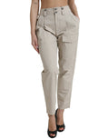 Dolce & Gabbana Beige Cotton High-Waist Tapered Trousers