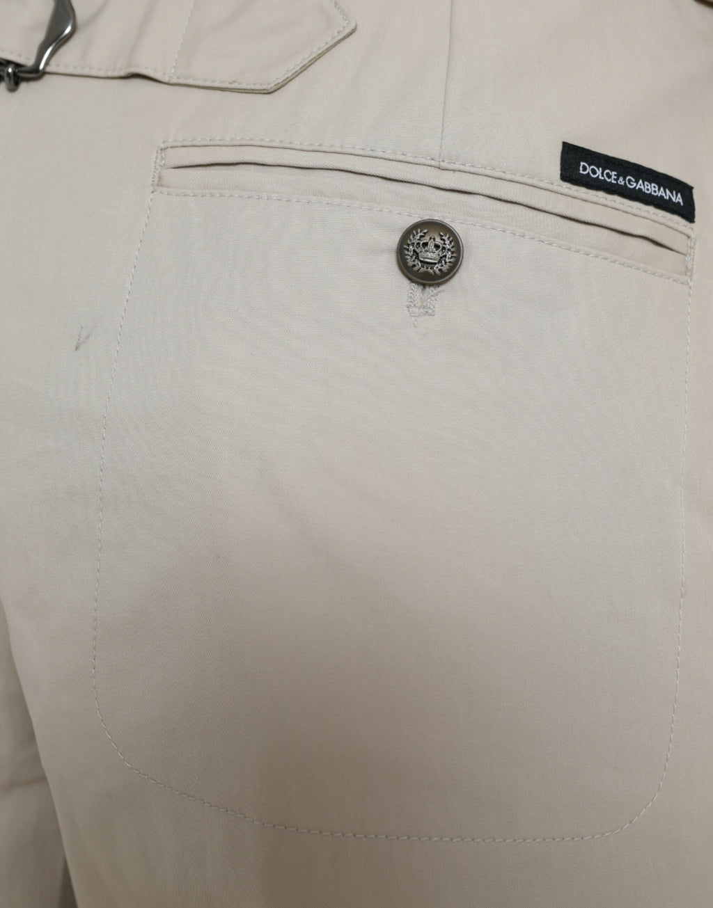 Dolce & Gabbana Beige Cotton High-Waist Tapered Trousers
