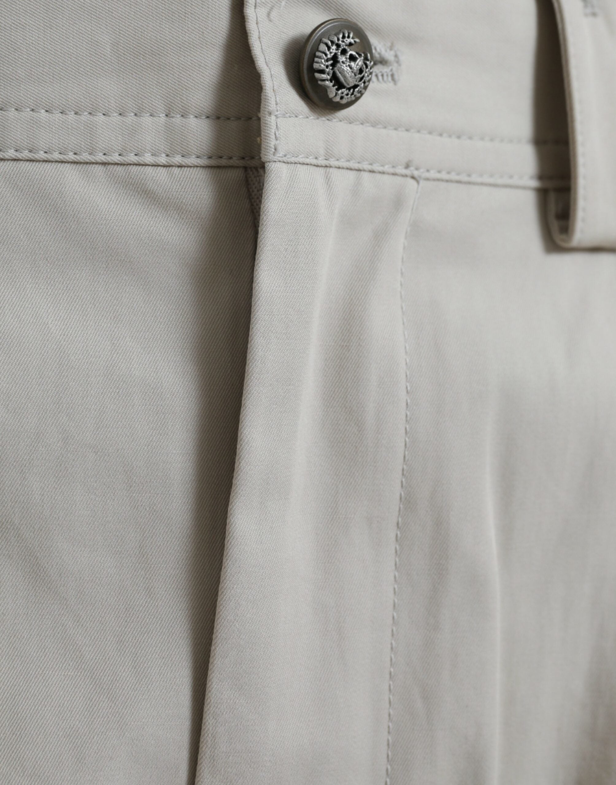 Dolce & Gabbana Beige Cotton High-Waist Tapered Trousers