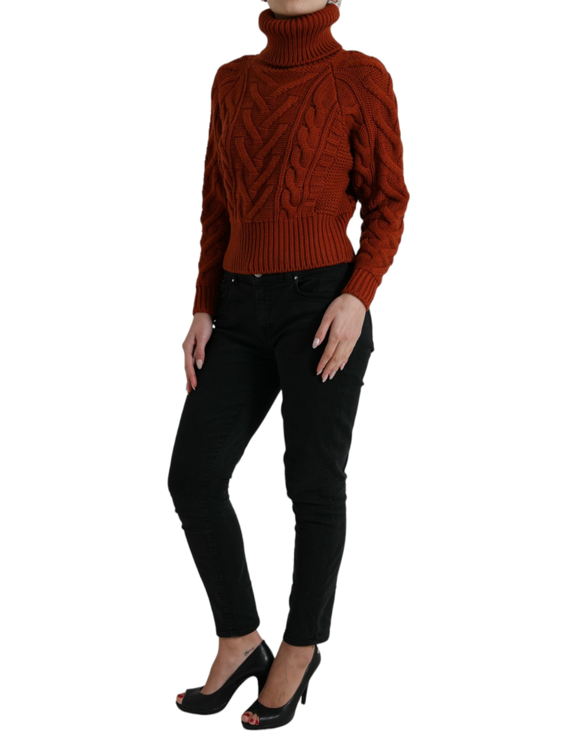 Dolce & Gabbana Brauner Wollstrick-Rollkragenpullover