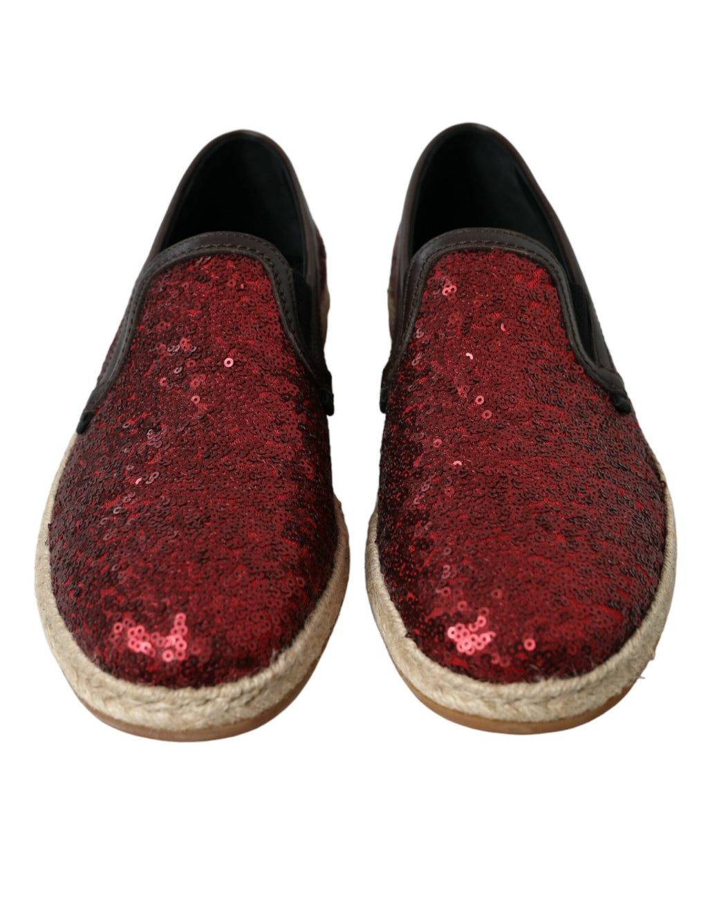 Dolce & Gabbana Red Sequin Loafer Slippers Men's Shoes