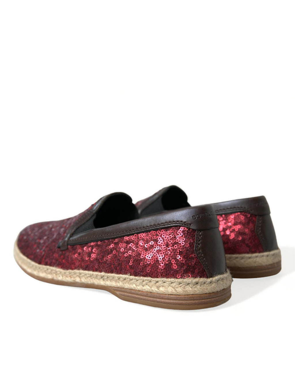 Dolce & Gabbana Red Sequin Loafer Slippers Men's Shoes