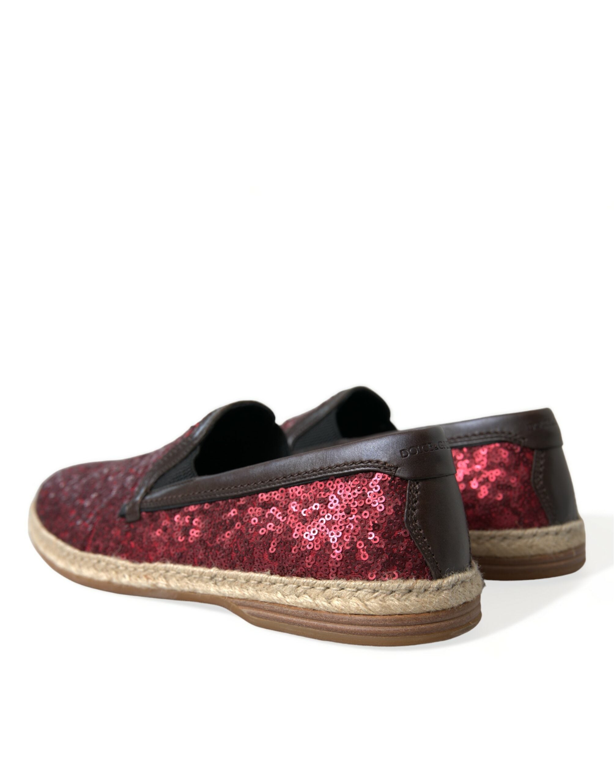 Dolce & Gabbana Red Sequin Loafer Slippers Men's Shoes