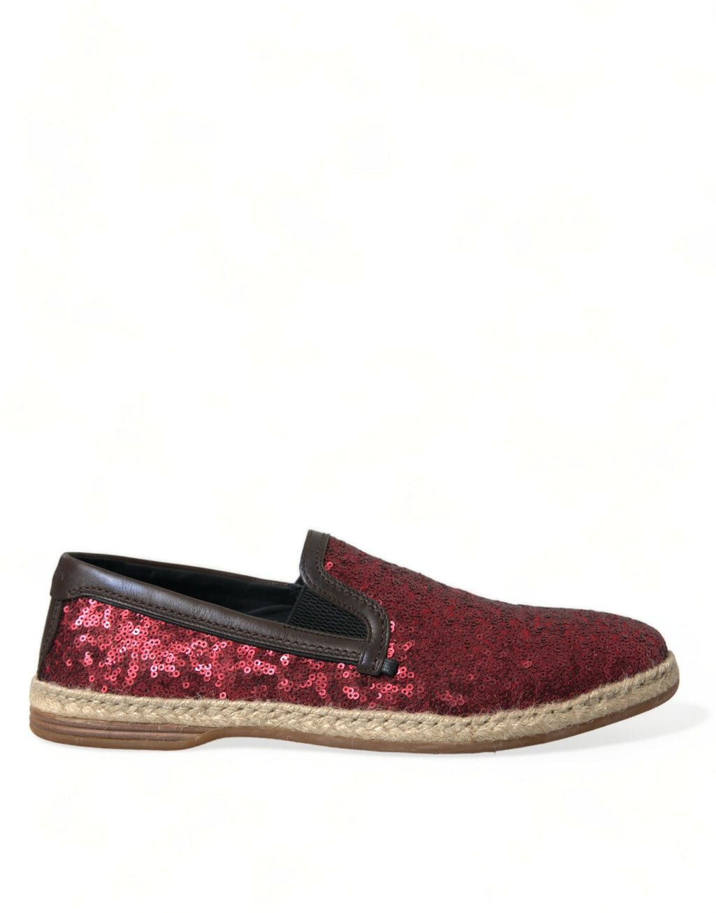 Dolce & Gabbana Red Sequin Loafer Slippers Men's Shoes