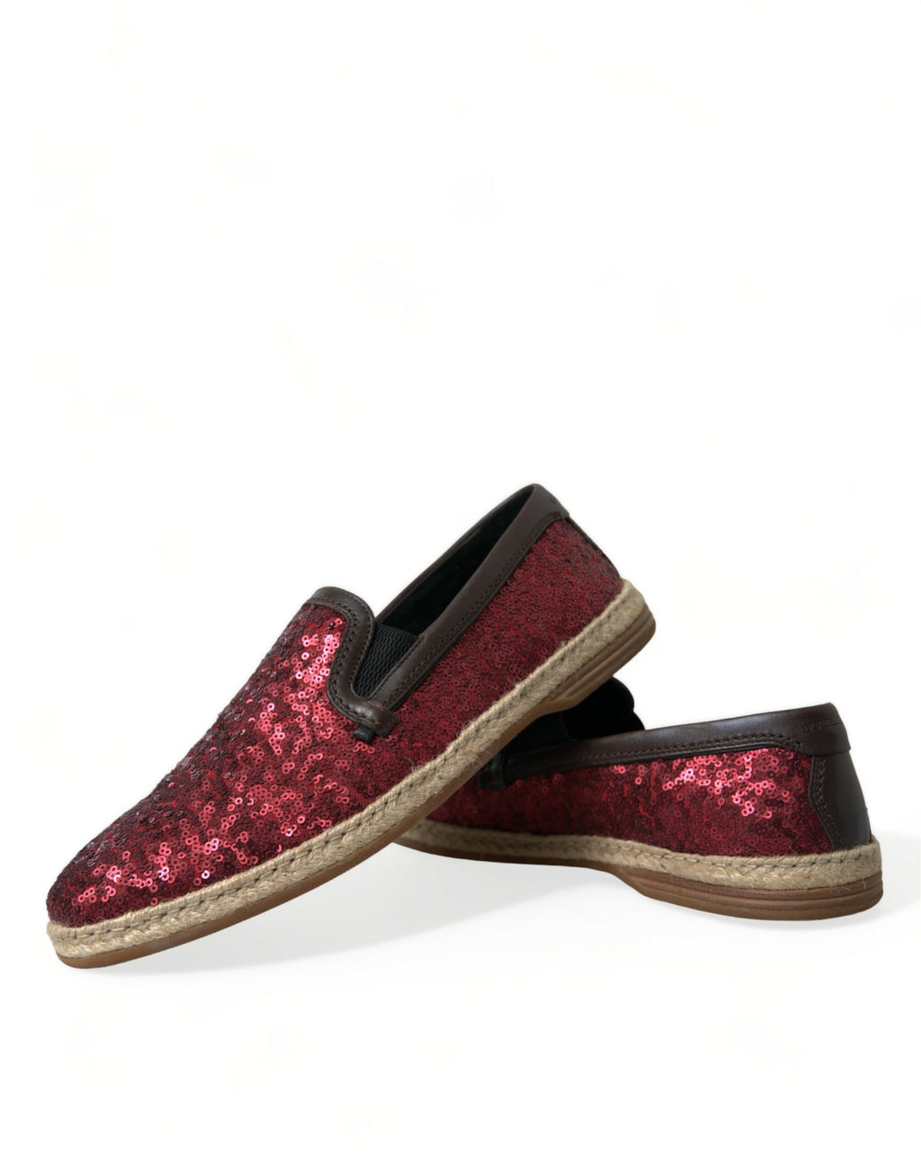 Dolce & Gabbana Red Sequin Loafer Slippers Men's Shoes