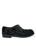 Dolce & Gabbana Black Fur Leather Lace-up Derby Dress Shoes