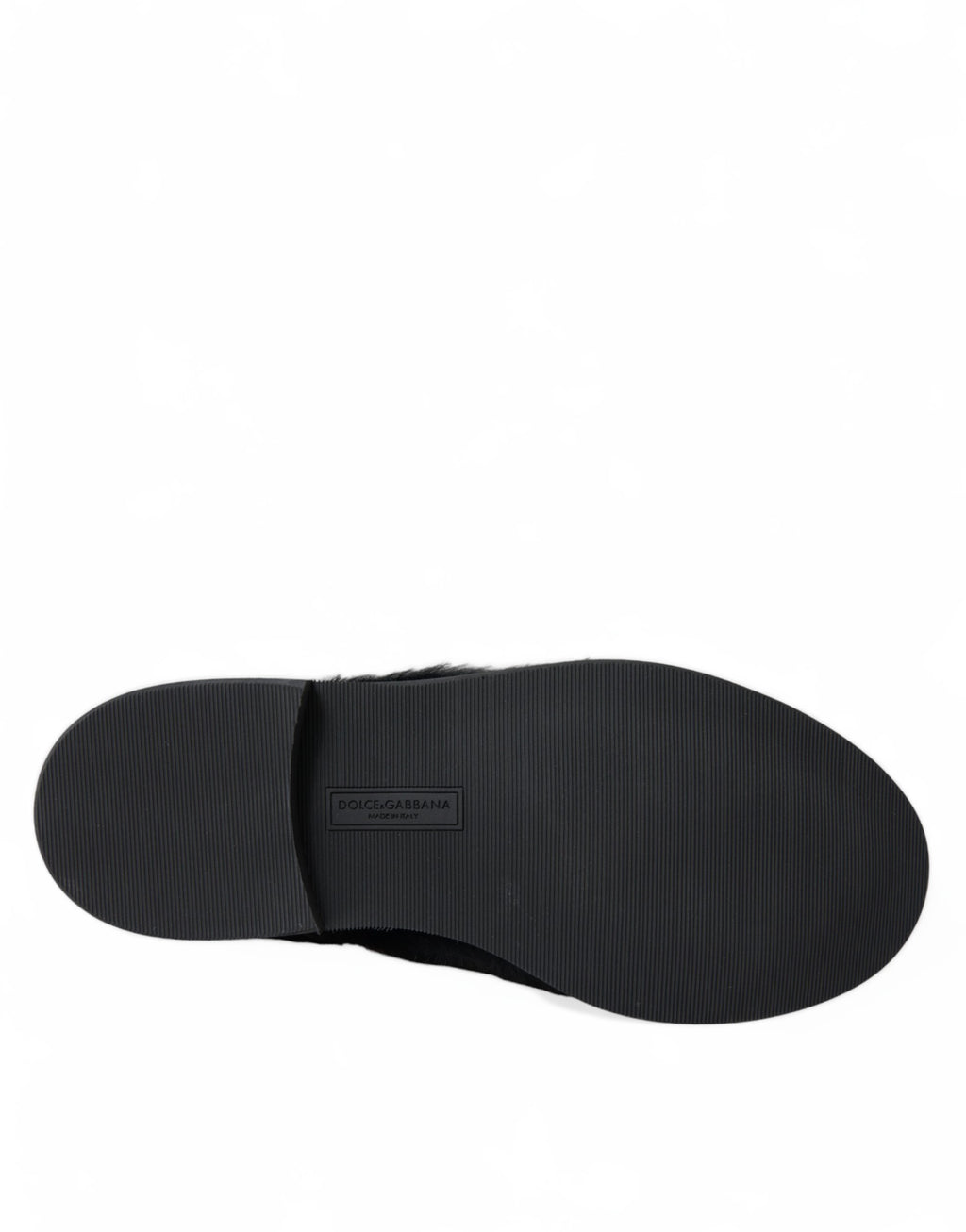 Dolce & Gabbana Black Fur Leather Lace-up Derby Dress Shoes