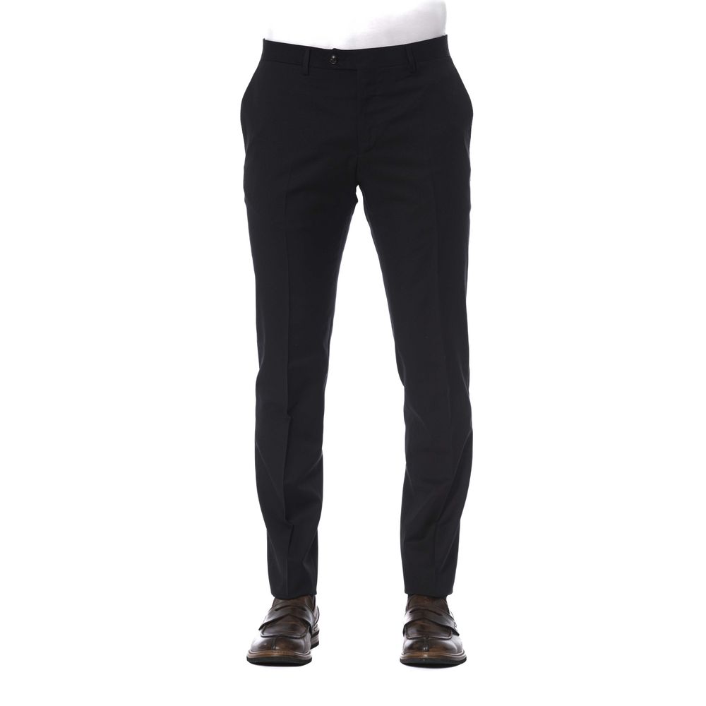 Trussardi Men's Black Trousers in Pure Virgin Wool