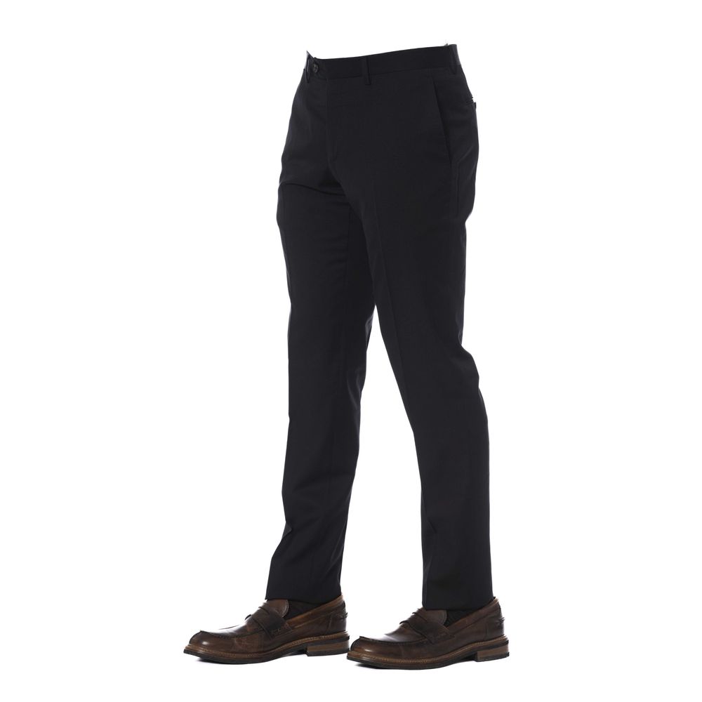 Trussardi Men's Black Trousers in Pure Virgin Wool