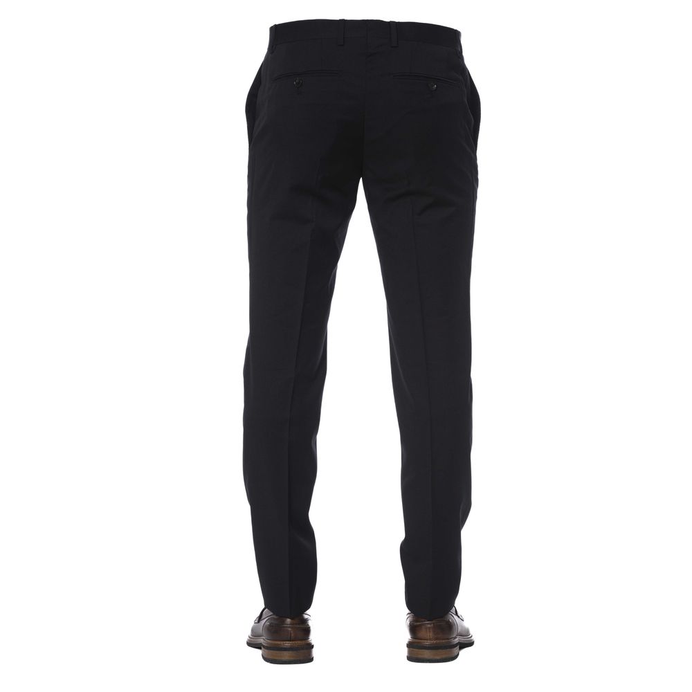 Trussardi Men's Black Trousers in Pure Virgin Wool
