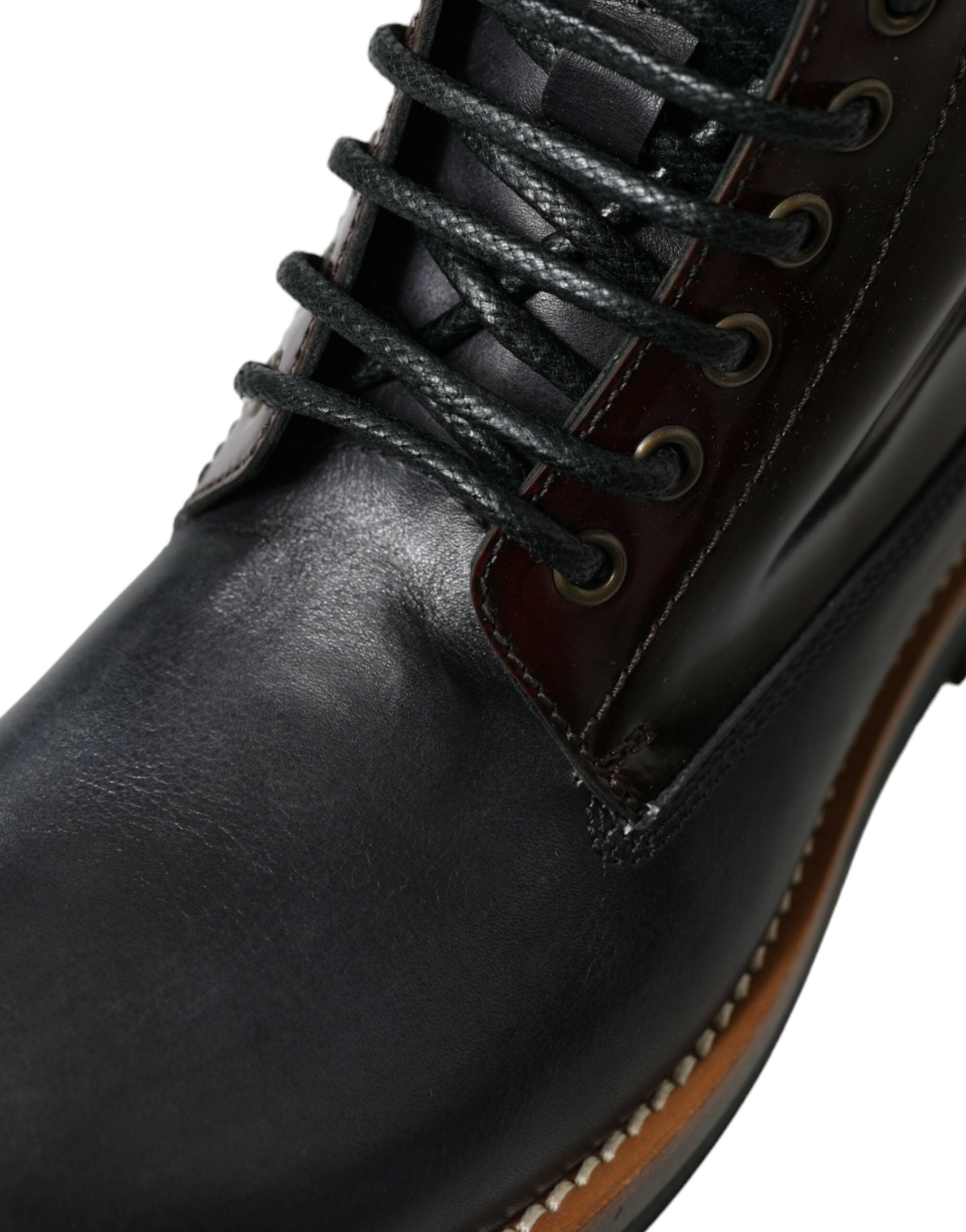 Dolce & Gabbana Schwarzes Leder Militär Kampfstiefel Schuhe