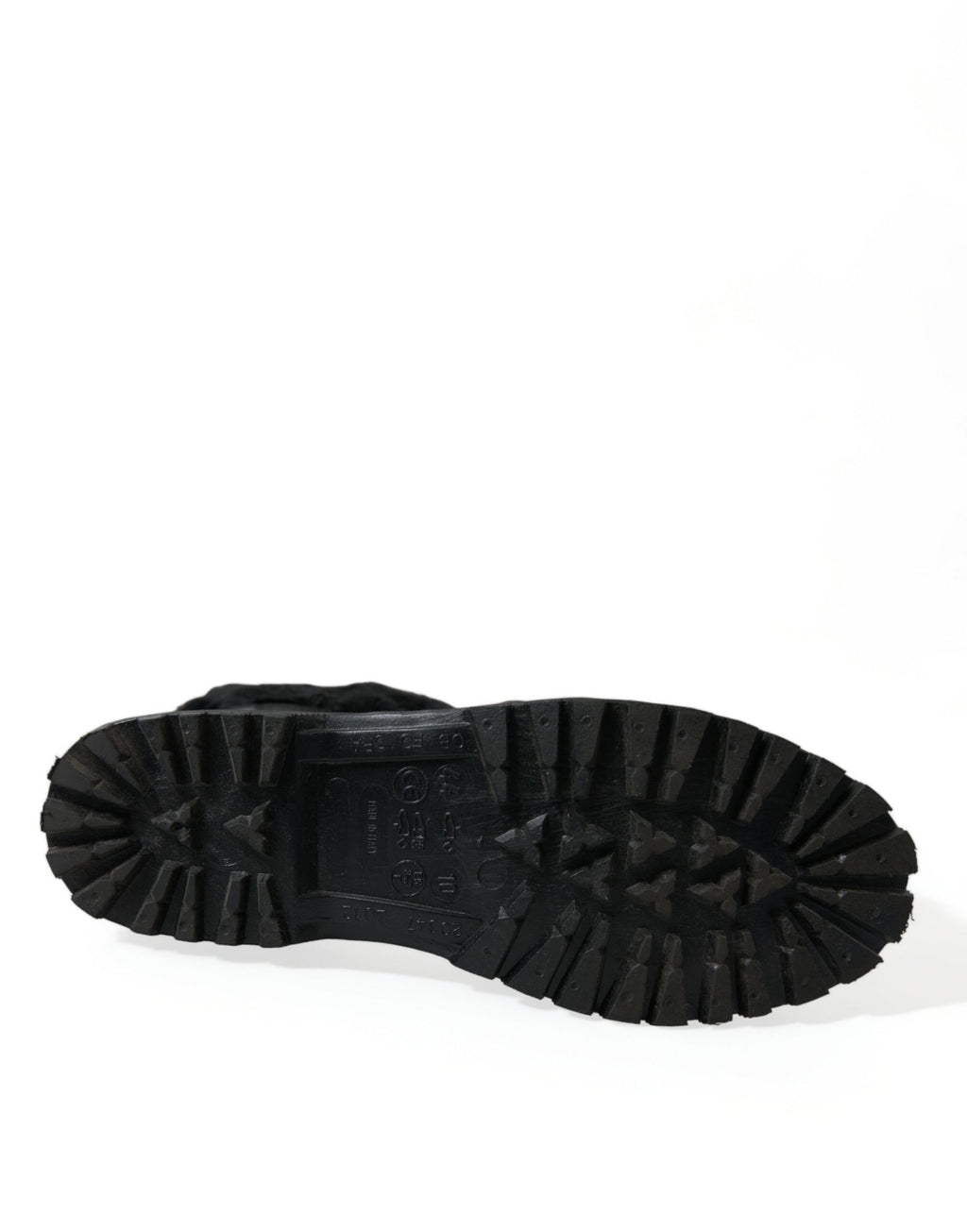 Dolce & Gabbana Black Rubber Lace-Up Shearling Rain Boots Shoes