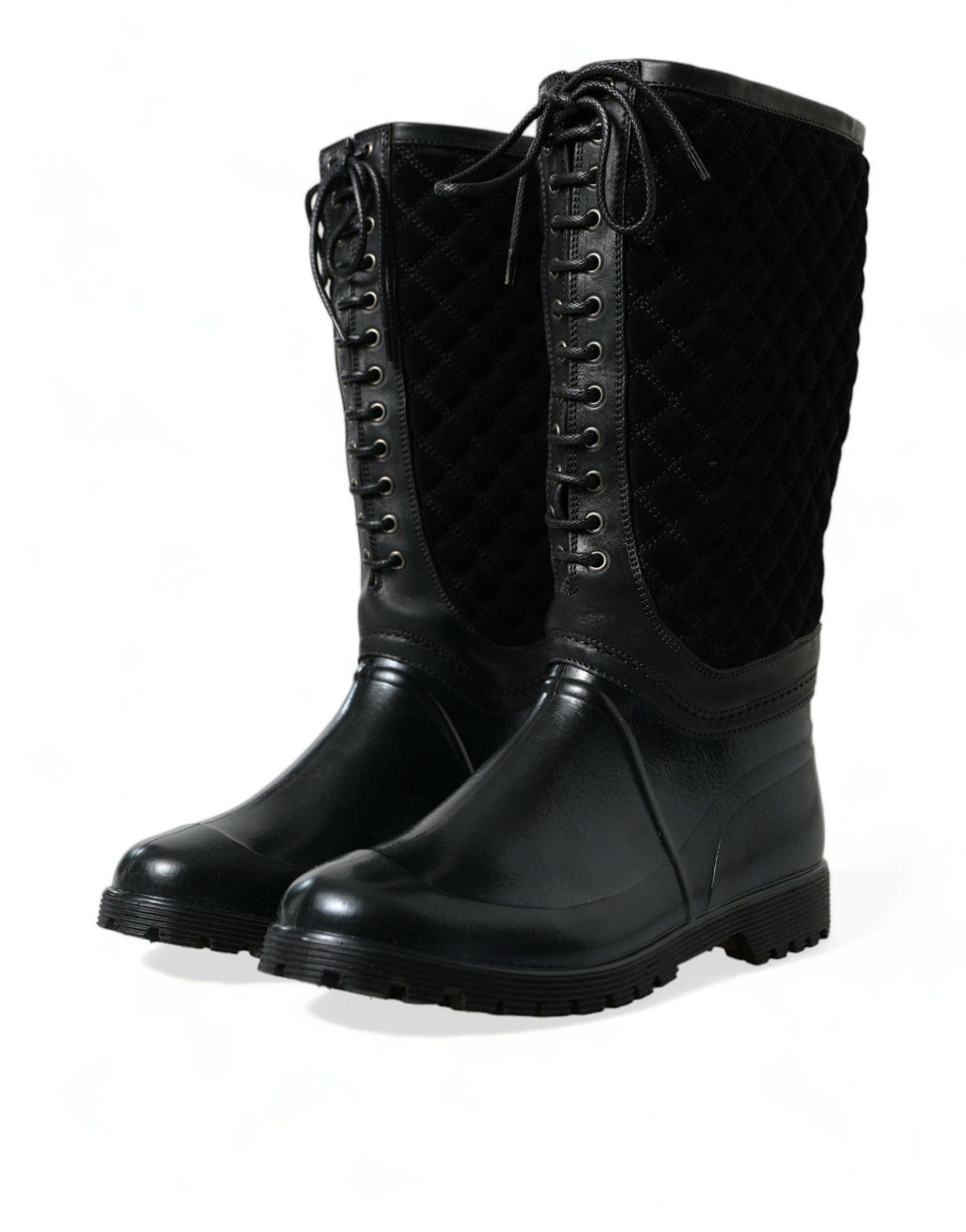 Dolce & Gabbana Schwarz Chioggia Gummi Wildleder Regen Stiefel Schuhe
