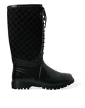 Dolce & Gabbana Schwarz Chioggia Gummi Wildleder Regen Stiefel Schuhe