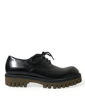 Dolce & Gabbana Schwarz Leder Lace Up Derby Männer Kleid Schuhe