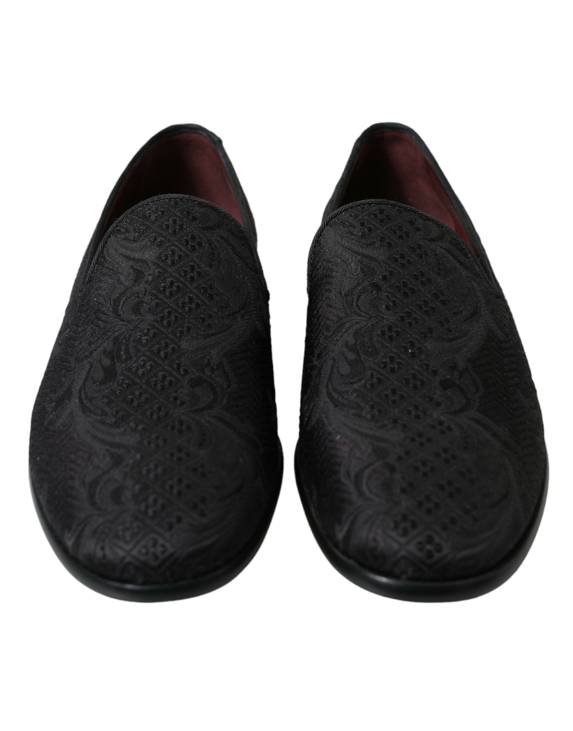 Dolce & Gabbana Black Brocade Men's Slip On Loafer Dress Shoes