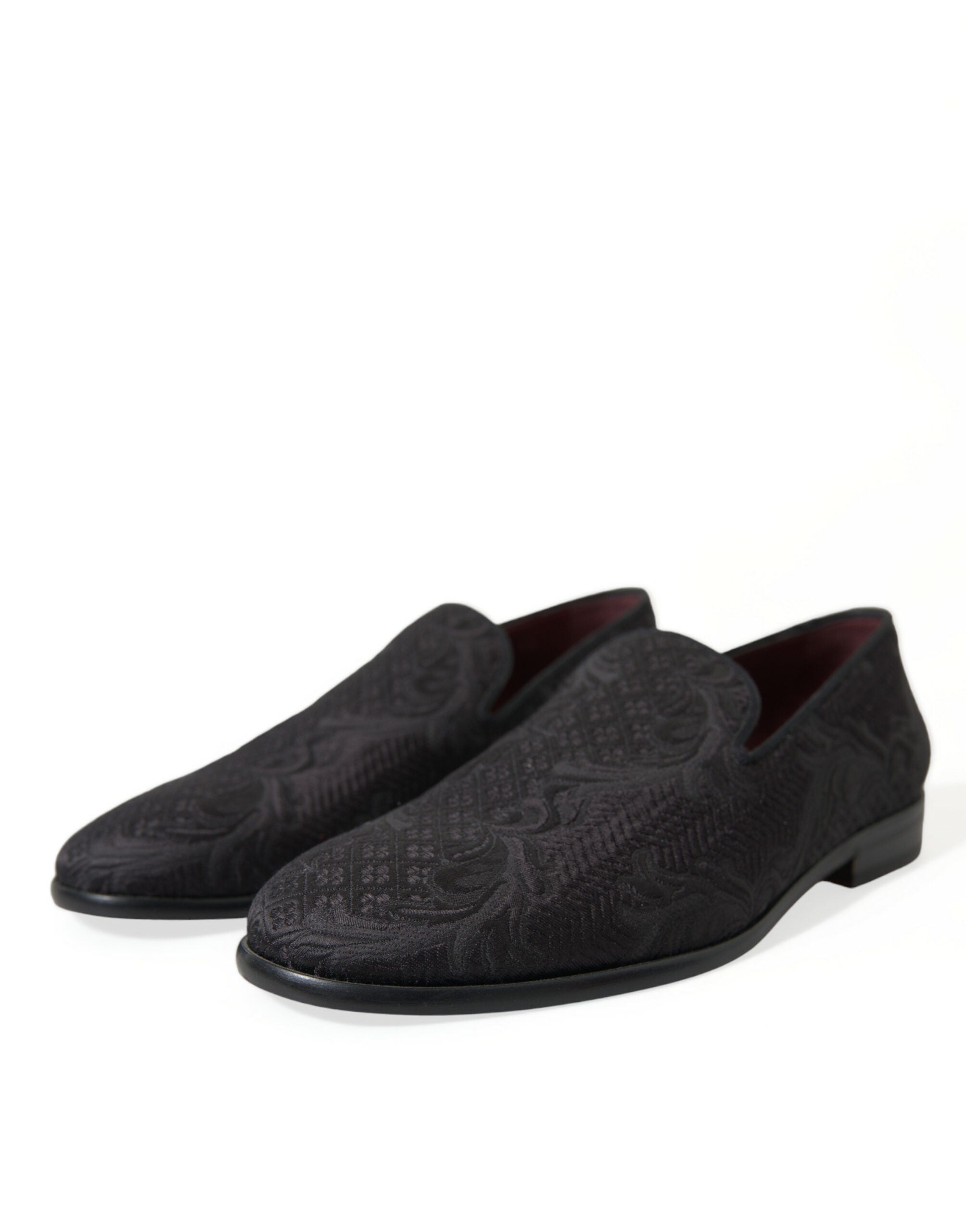 Dolce & Gabbana Black Brocade Men's Slip On Loafer Dress Shoes