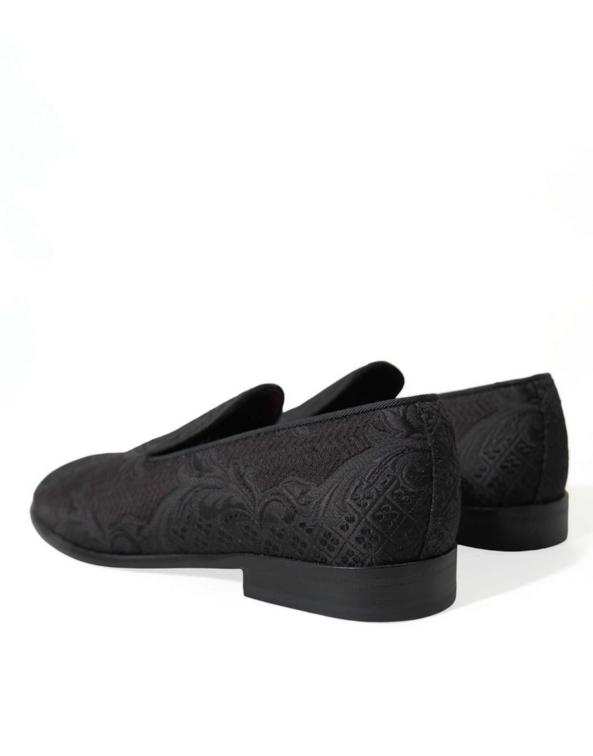 Dolce & Gabbana Black Brocade Men's Slip On Loafer Dress Shoes