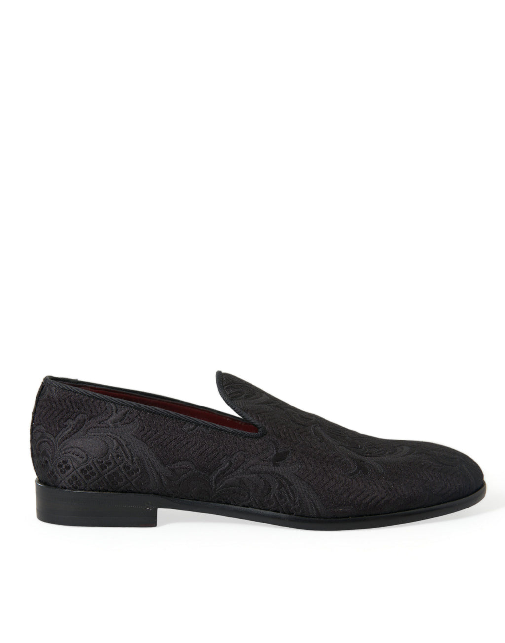 Dolce & Gabbana Black Brocade Men's Slip On Loafer Dress Shoes