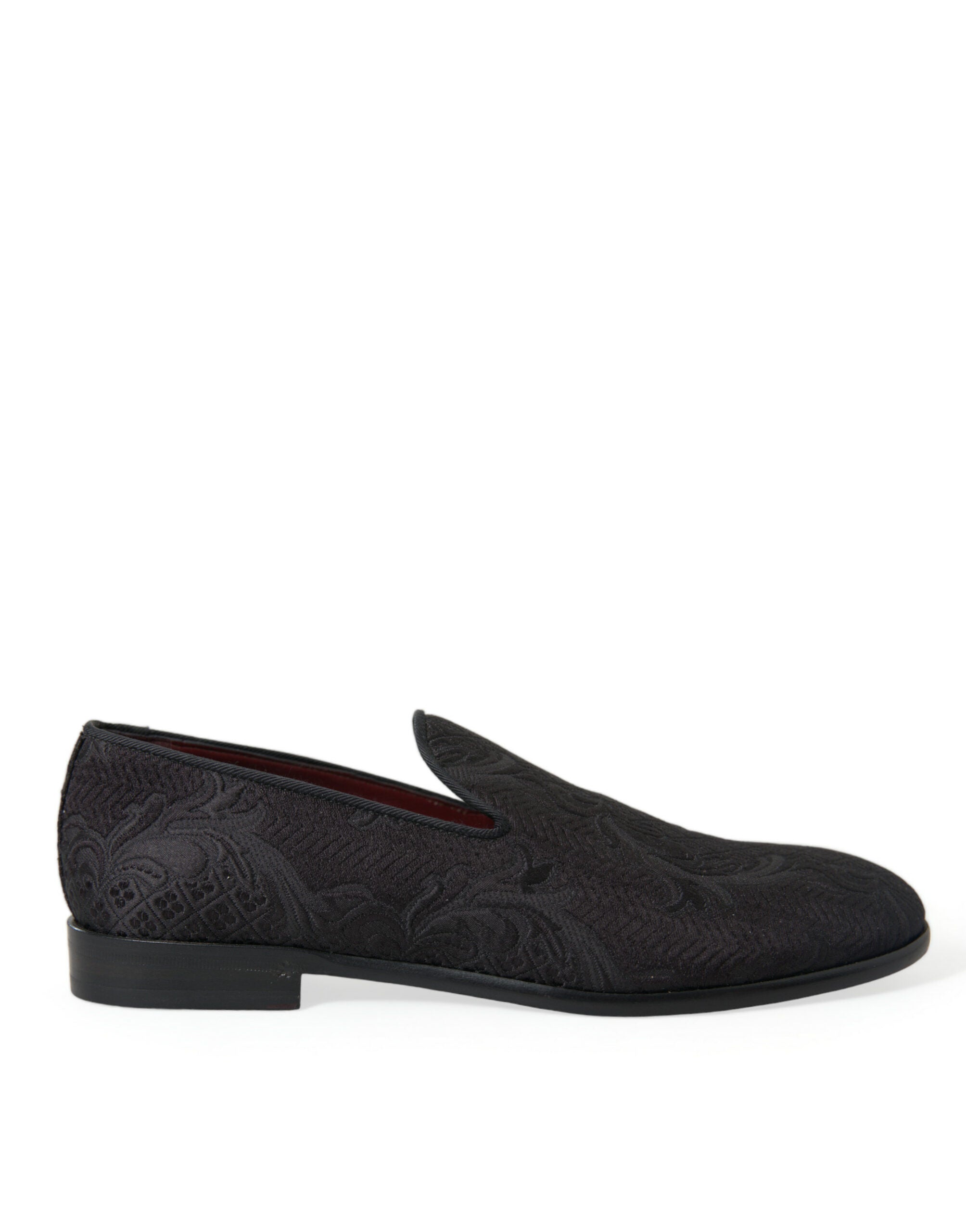 Dolce & Gabbana Black Brocade Men's Slip On Loafer Dress Shoes