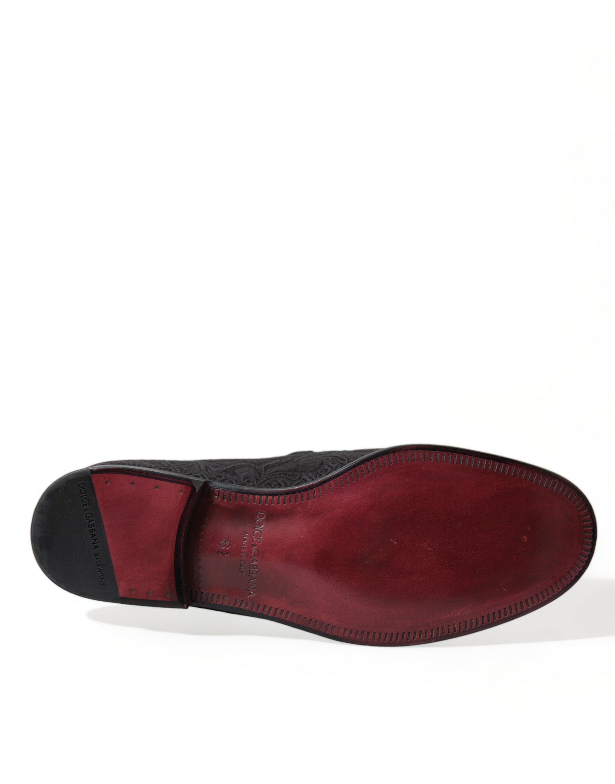 Dolce & Gabbana Black Brocade Men's Slip On Loafer Dress Shoes