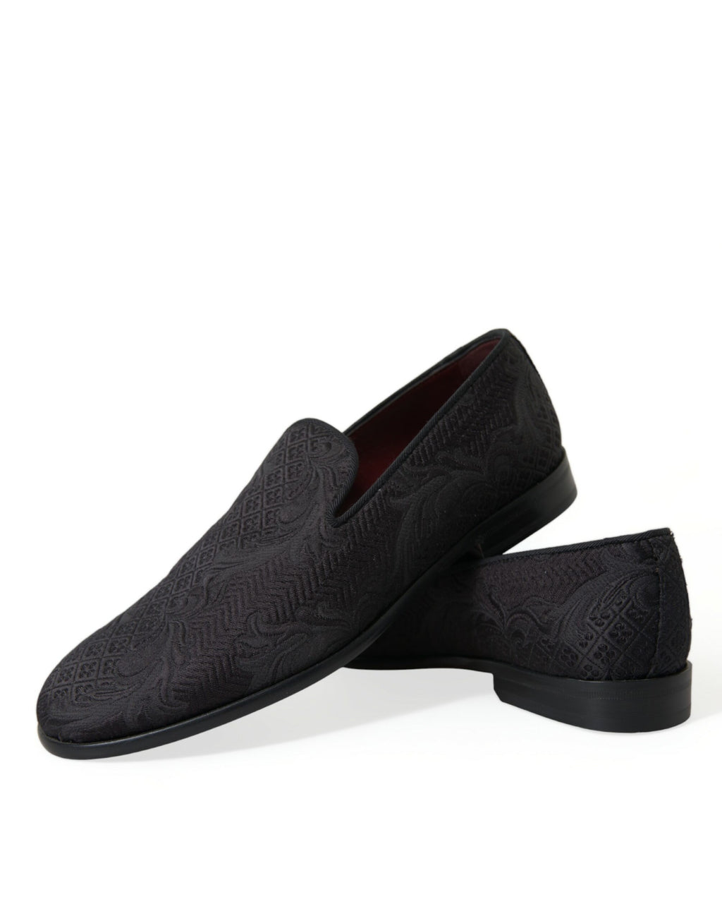 Dolce & Gabbana Black Brocade Men's Slip On Loafer Dress Shoes