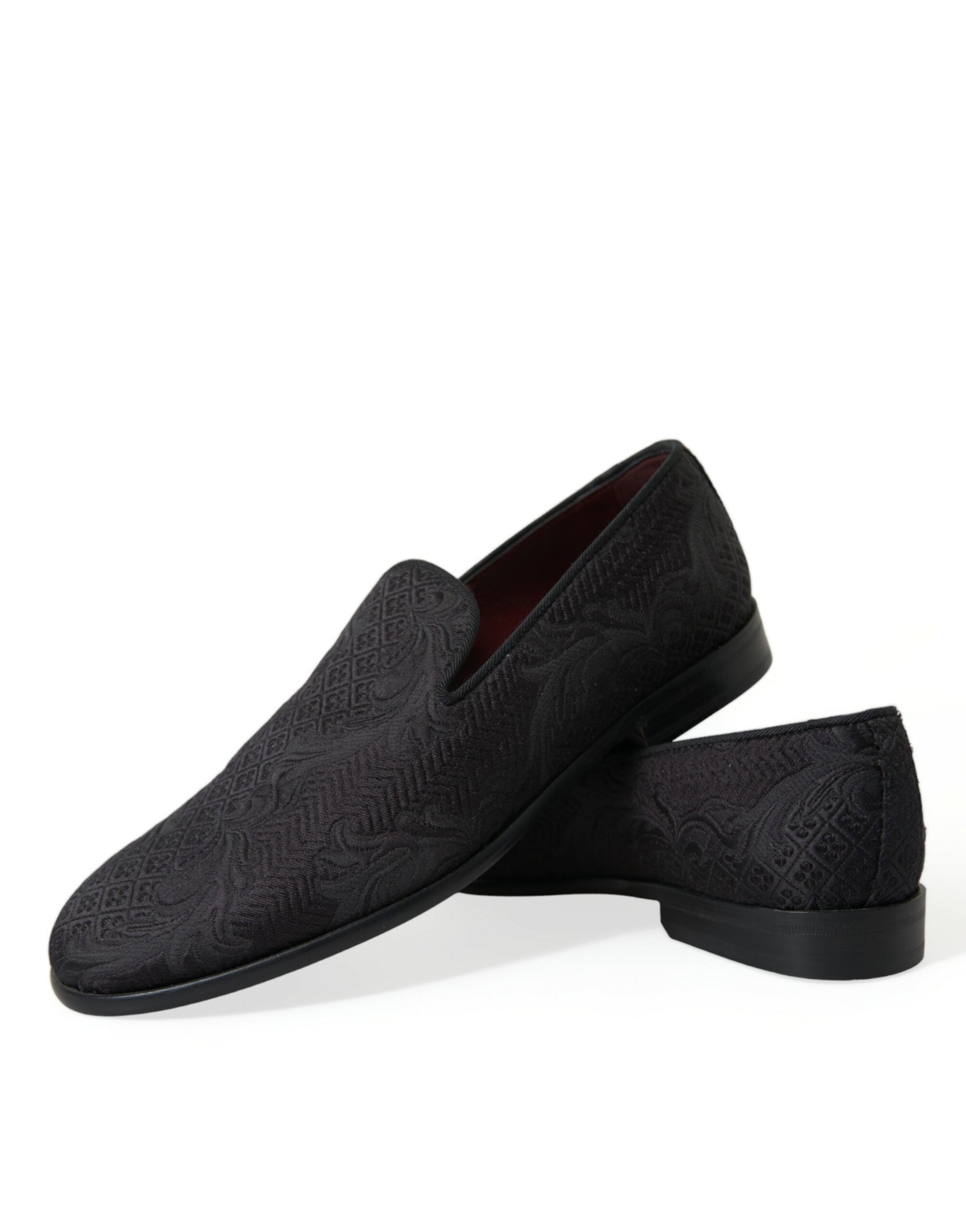 Dolce & Gabbana Black Brocade Men's Slip On Loafer Dress Shoes