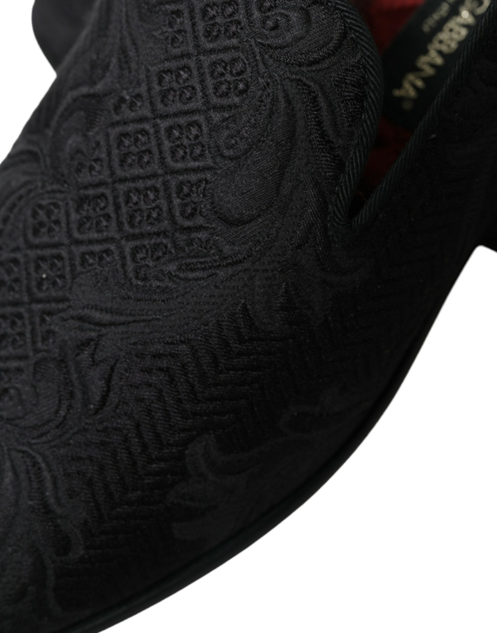 Dolce & Gabbana Black Brocade Men's Slip On Loafer Dress Shoes