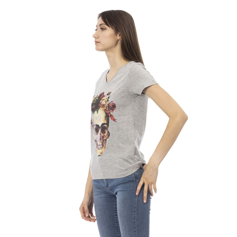 Trussardi Action Graues Damen-Oberteil aus Baumwolle