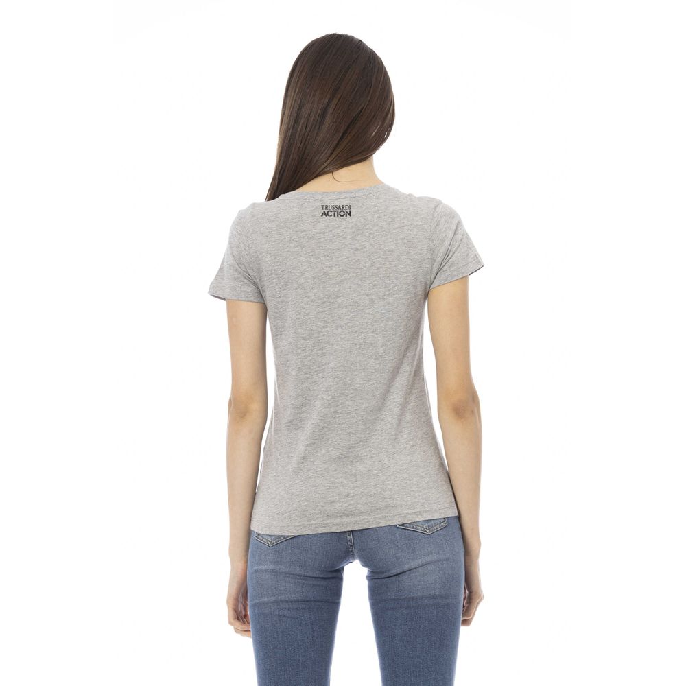Trussardi Action Graues Damen-Oberteil aus Baumwolle