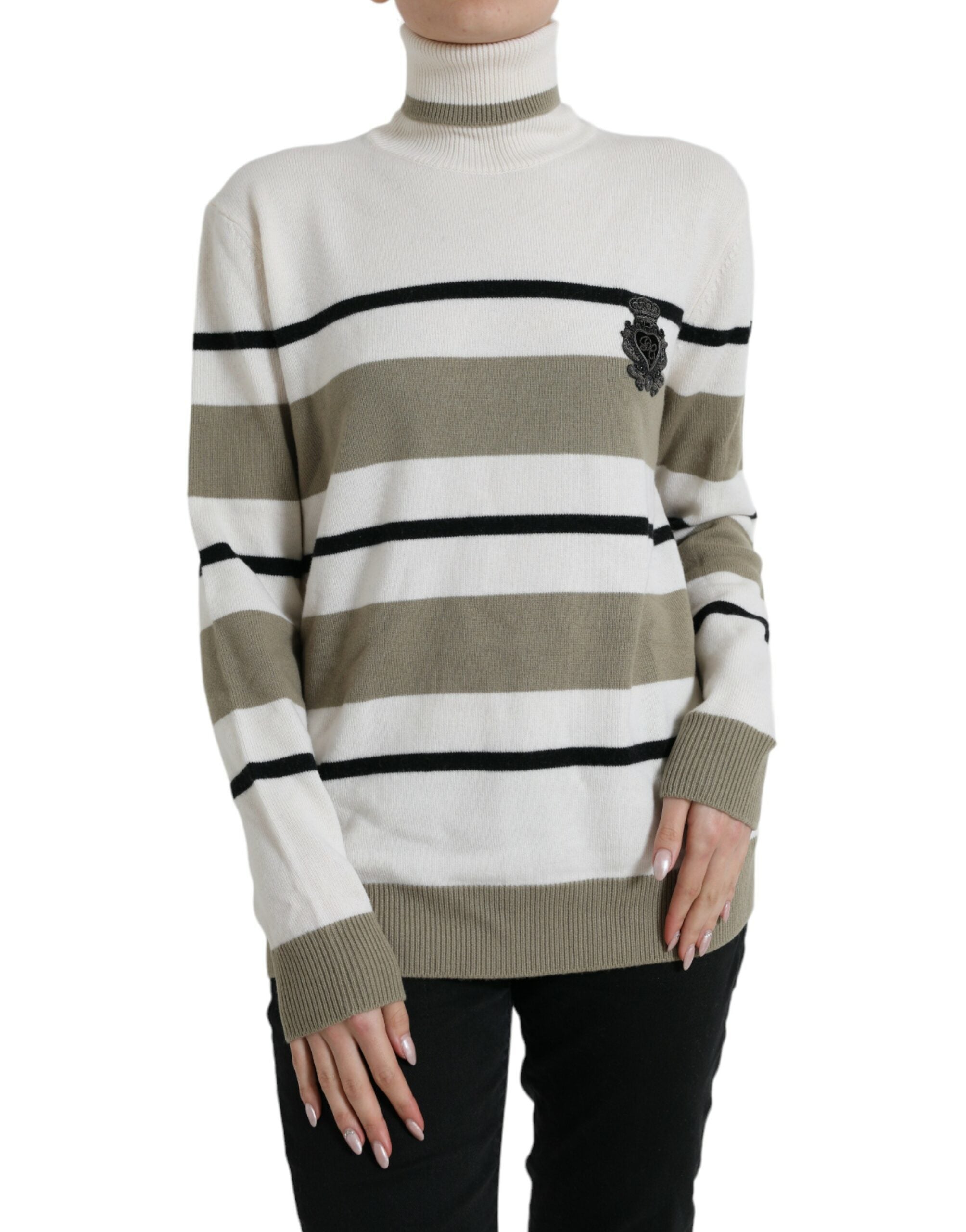 Dolce & Gabbana Multicolor Striped Wool Sweater with Logo