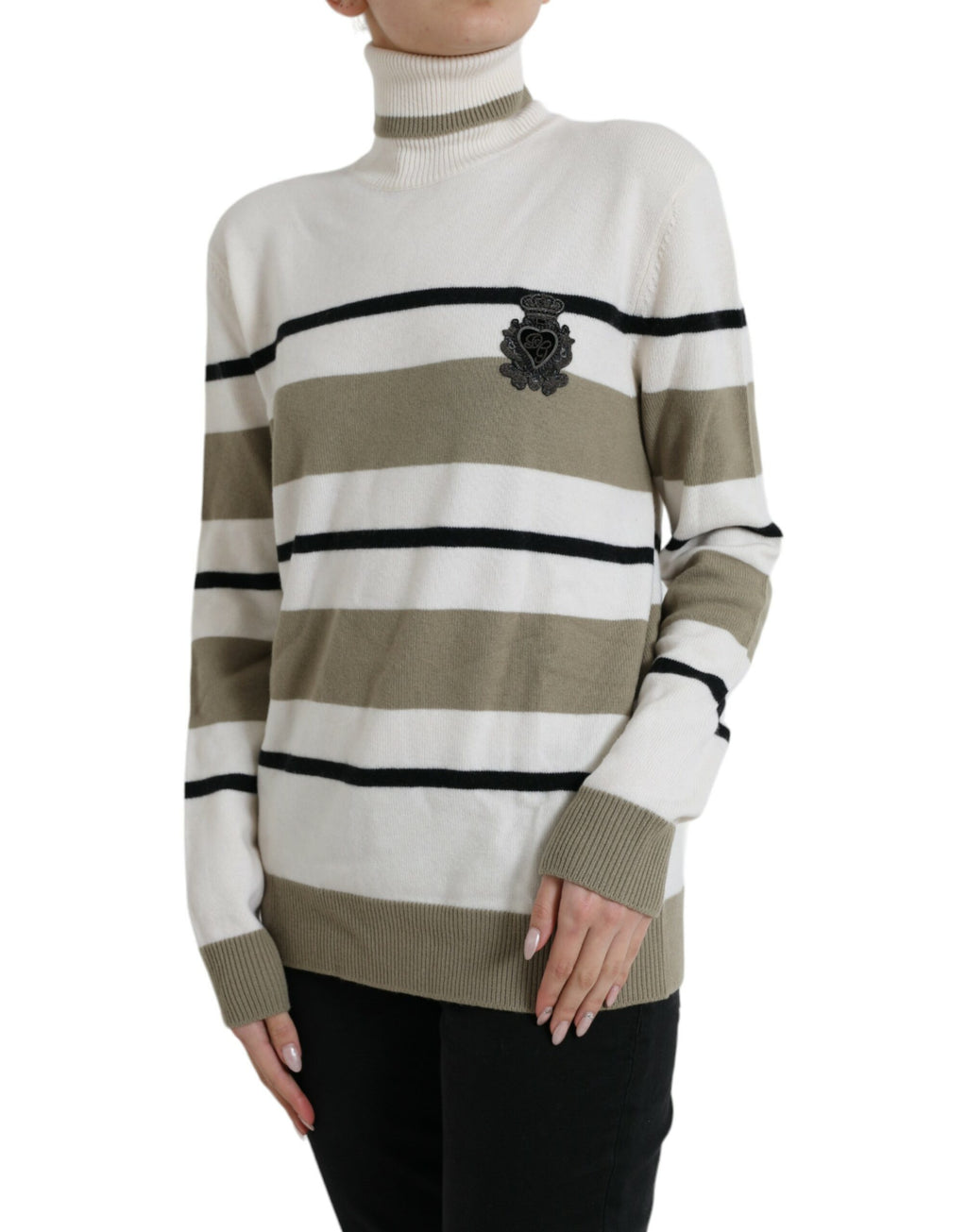 Dolce & Gabbana Multicolor Striped Wool Sweater with Logo