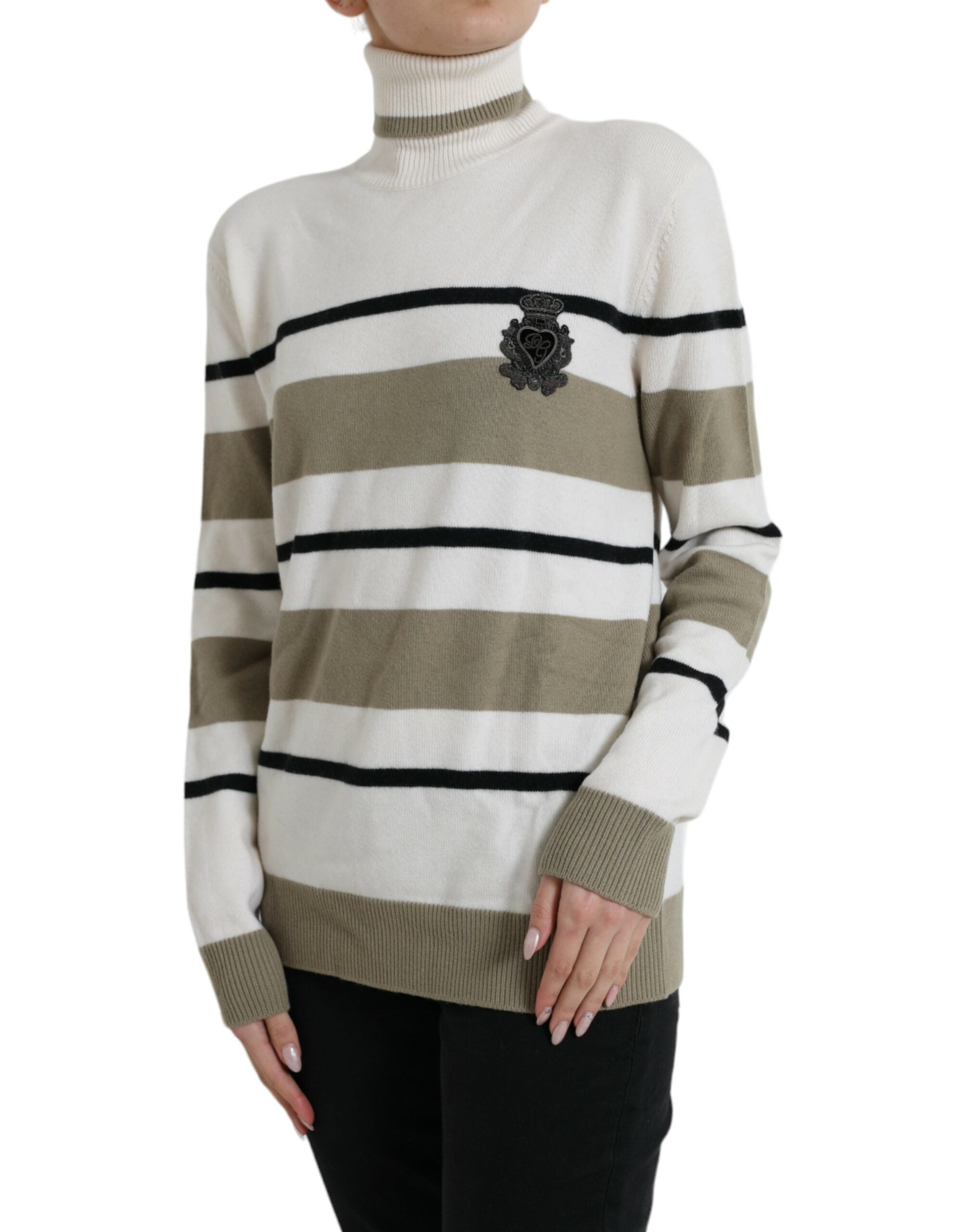 Dolce & Gabbana Multicolor Striped Wool Sweater with Logo