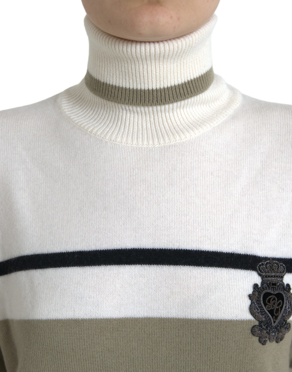 Dolce & Gabbana Multicolor Striped Wool Sweater with Logo