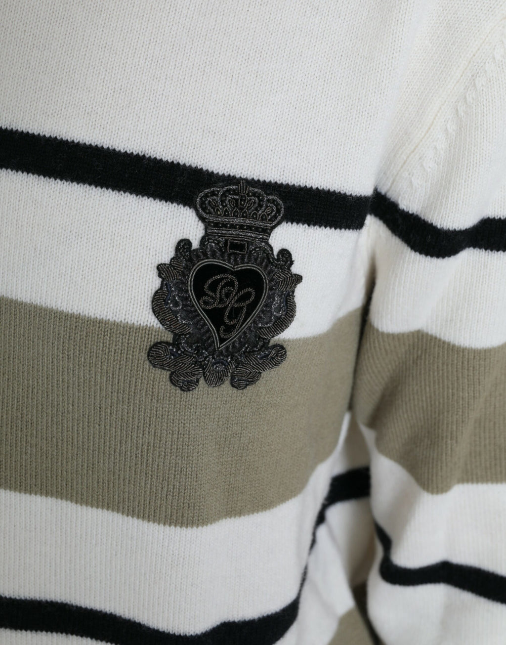 Dolce & Gabbana Multicolor Striped Wool Sweater with Logo