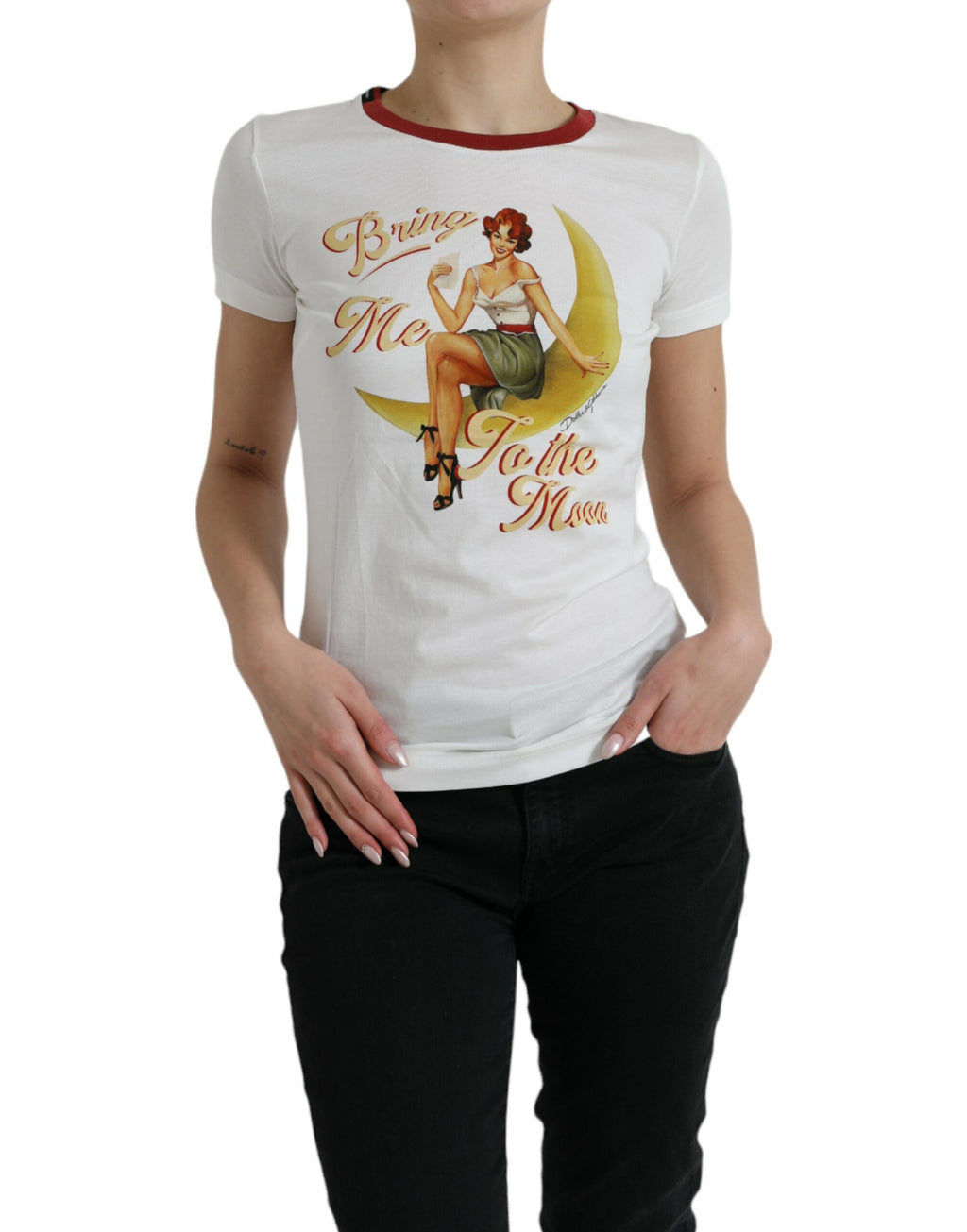 Dolce & Gabbana White Bring Me To The Moon T-Shirt Top