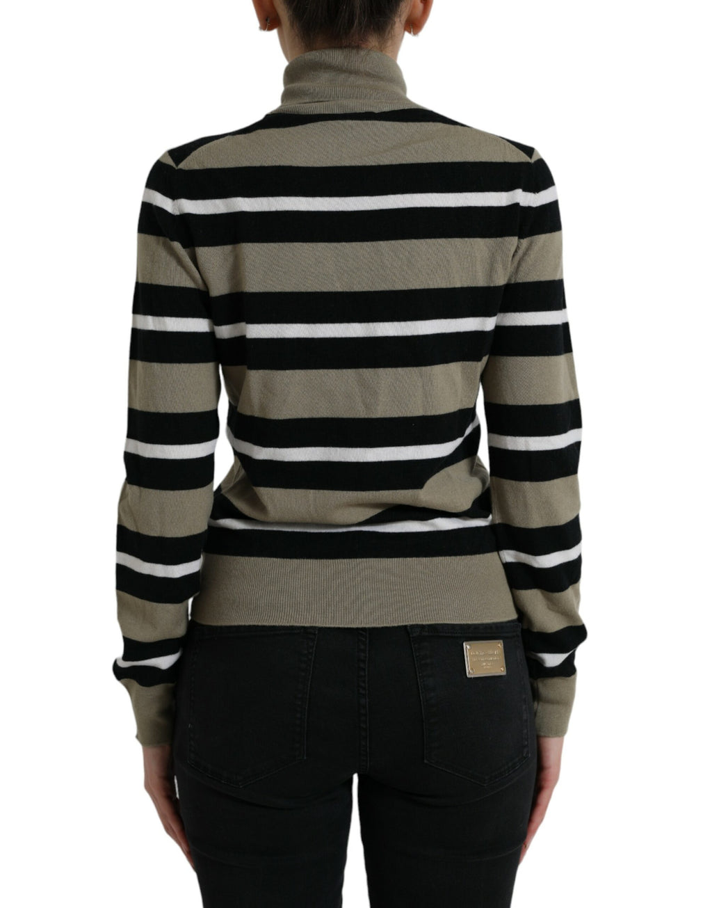 Dolce & Gabbana Multicolor Striped Wool Sweater with Logo