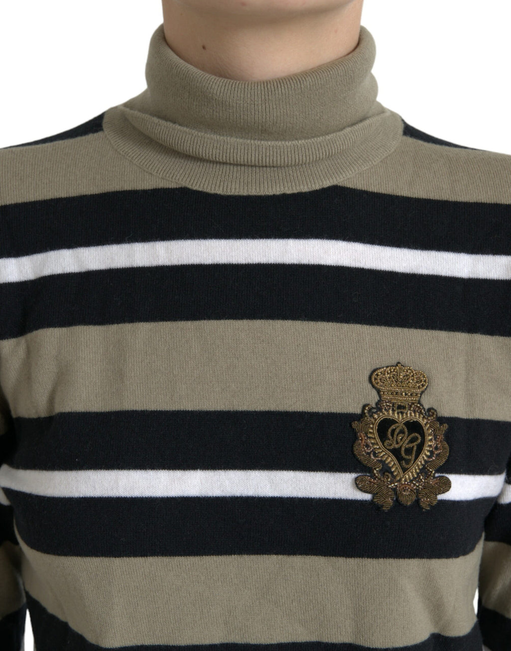 Dolce & Gabbana Multicolor Striped Wool Sweater with Logo