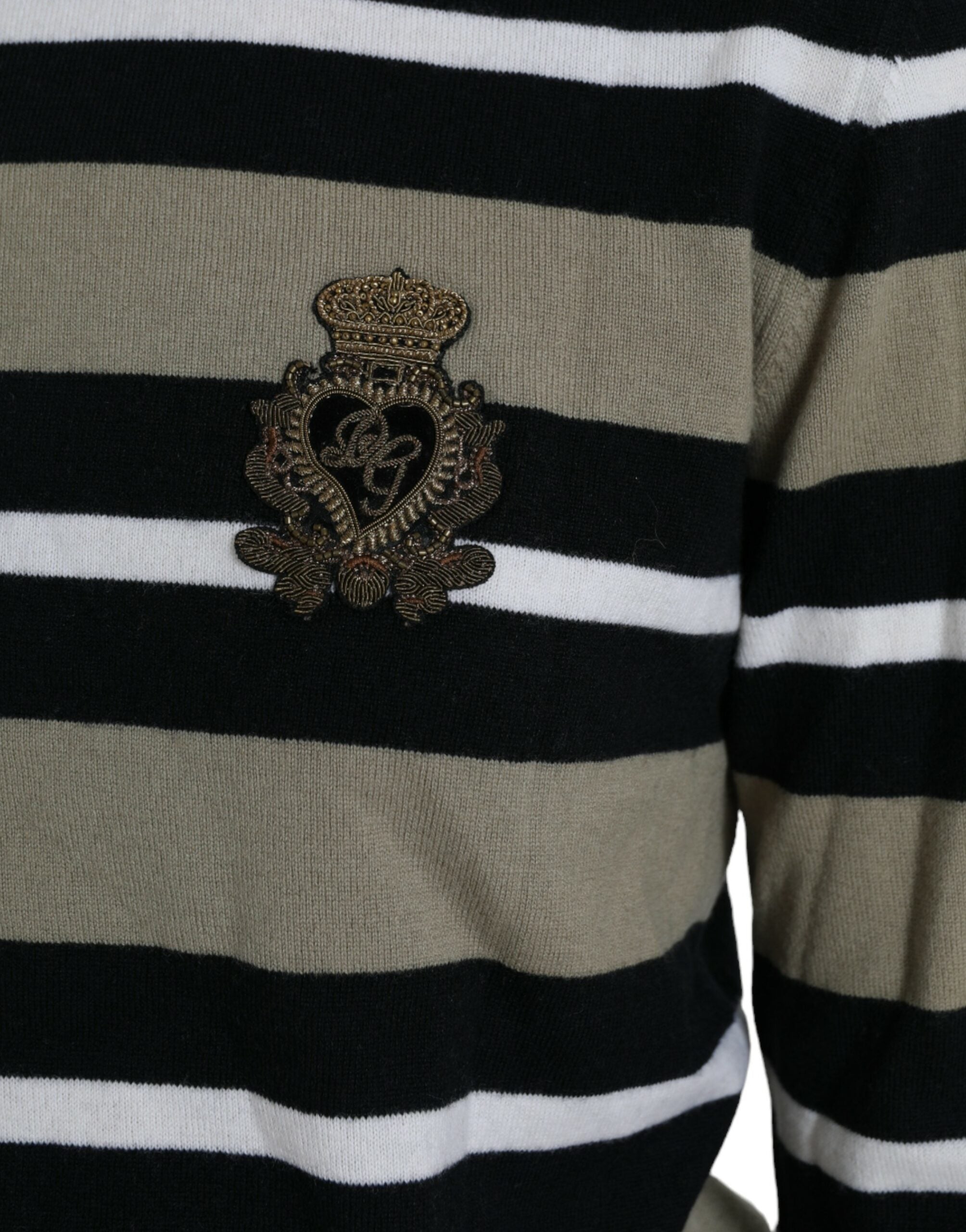 Dolce & Gabbana Multicolor Striped Wool Sweater with Logo