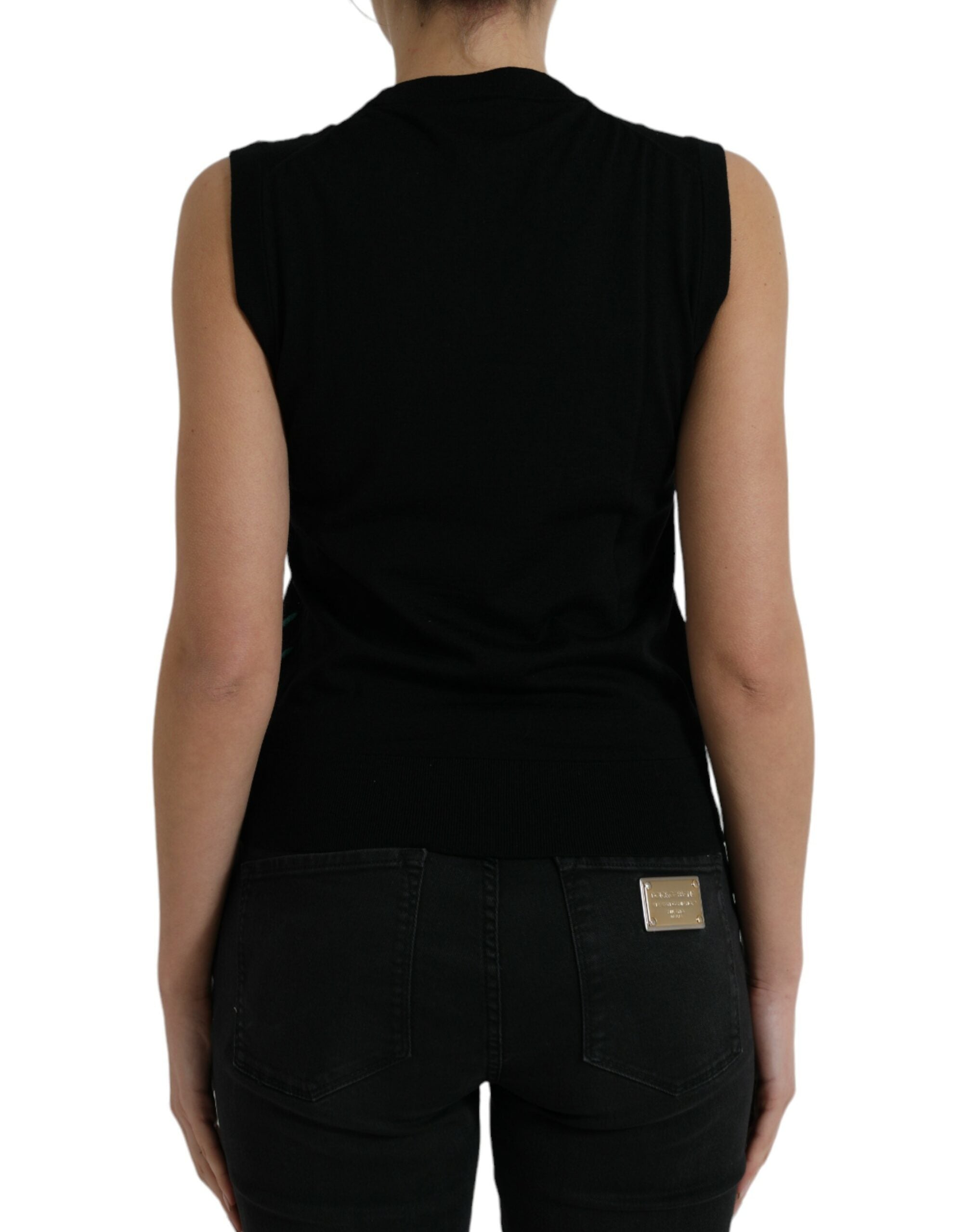 Dolce & Gabbana Schwarzer Dschungel Rundhalsausschnitt ärmelloses Tank-Top