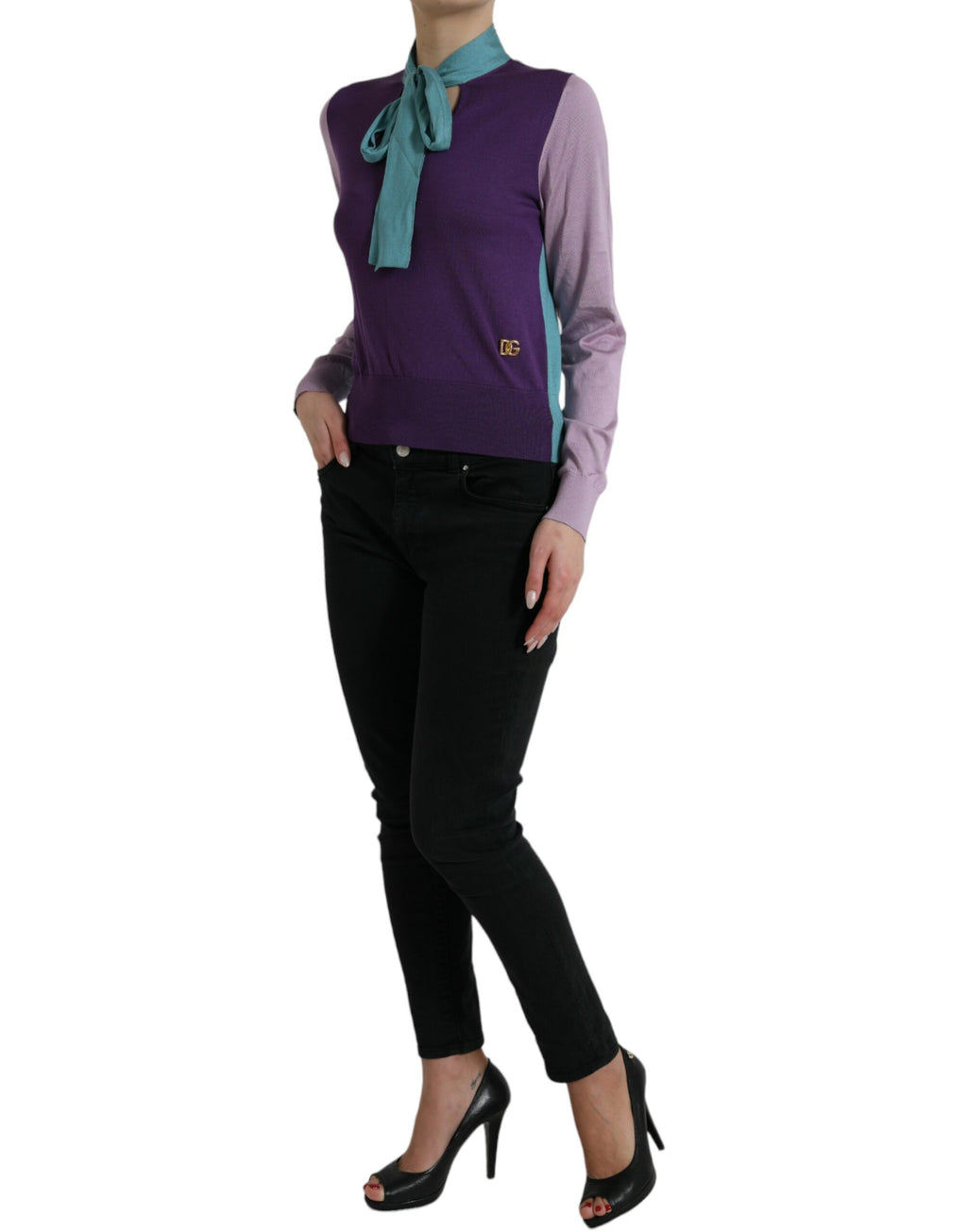 Dolce & Gabbana Multicolor Pullover mit Schleifenbefestigung