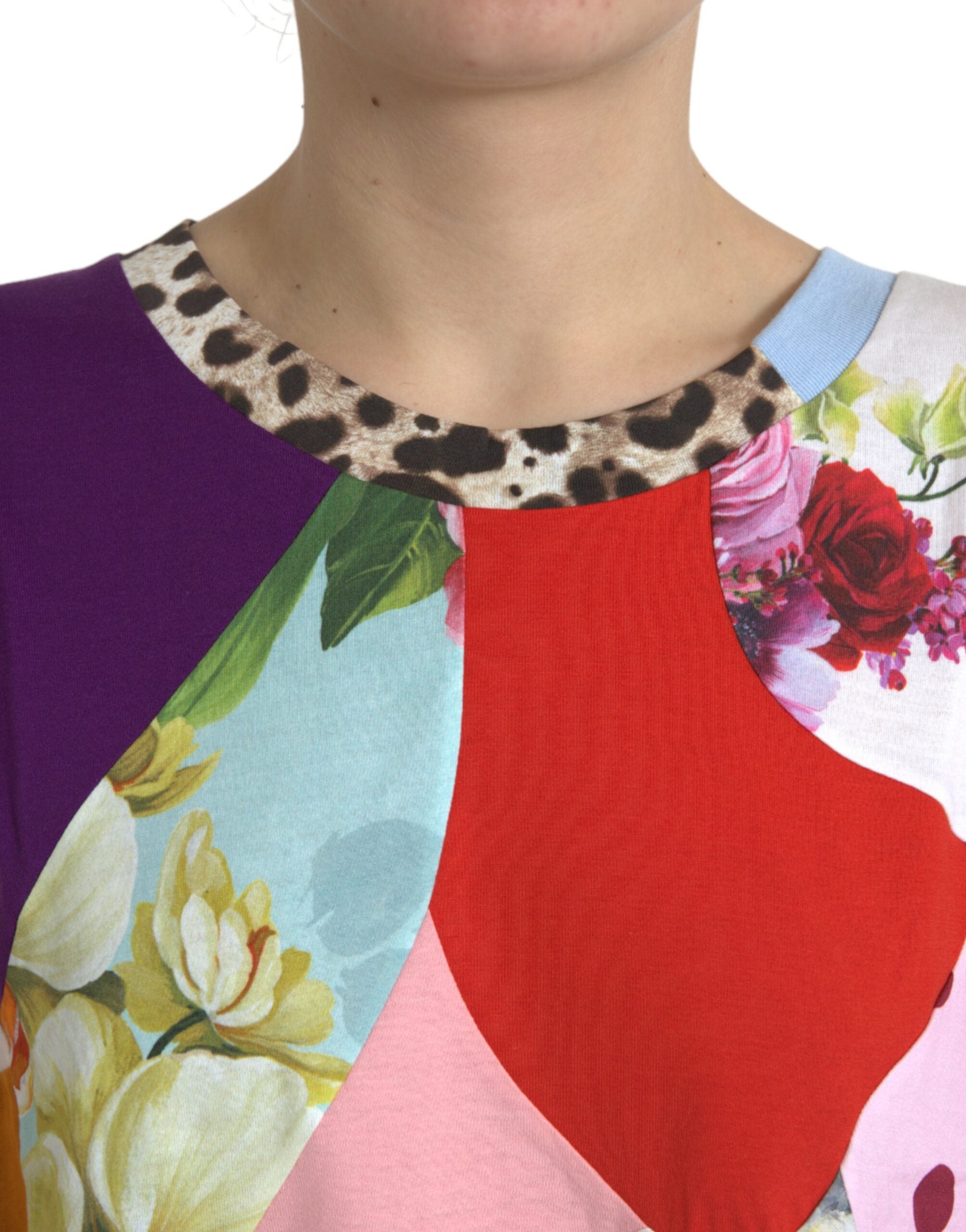 Dolce & Gabbana Multicolor Patchwork-Baumwoll-Seidenbluse Top