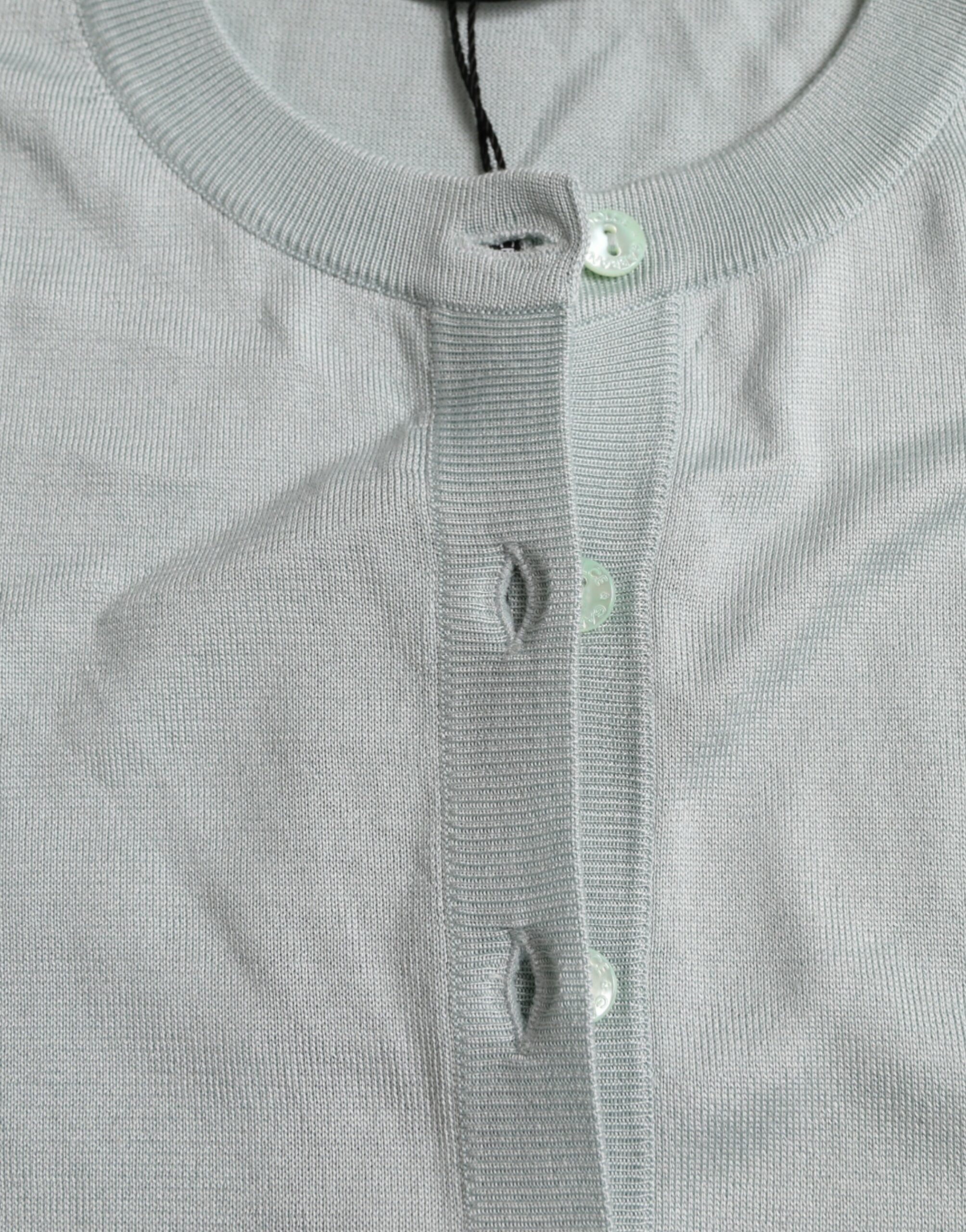 Dolce & Gabbana Light Blue Silk Crew Neck Knit Sweater