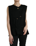 Dolce & Gabbana Black Cotton Lace Logo Crew-Neck Top