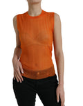Dolce & Gabbana Orange See-Through Crew Neck Blouse Tank Top