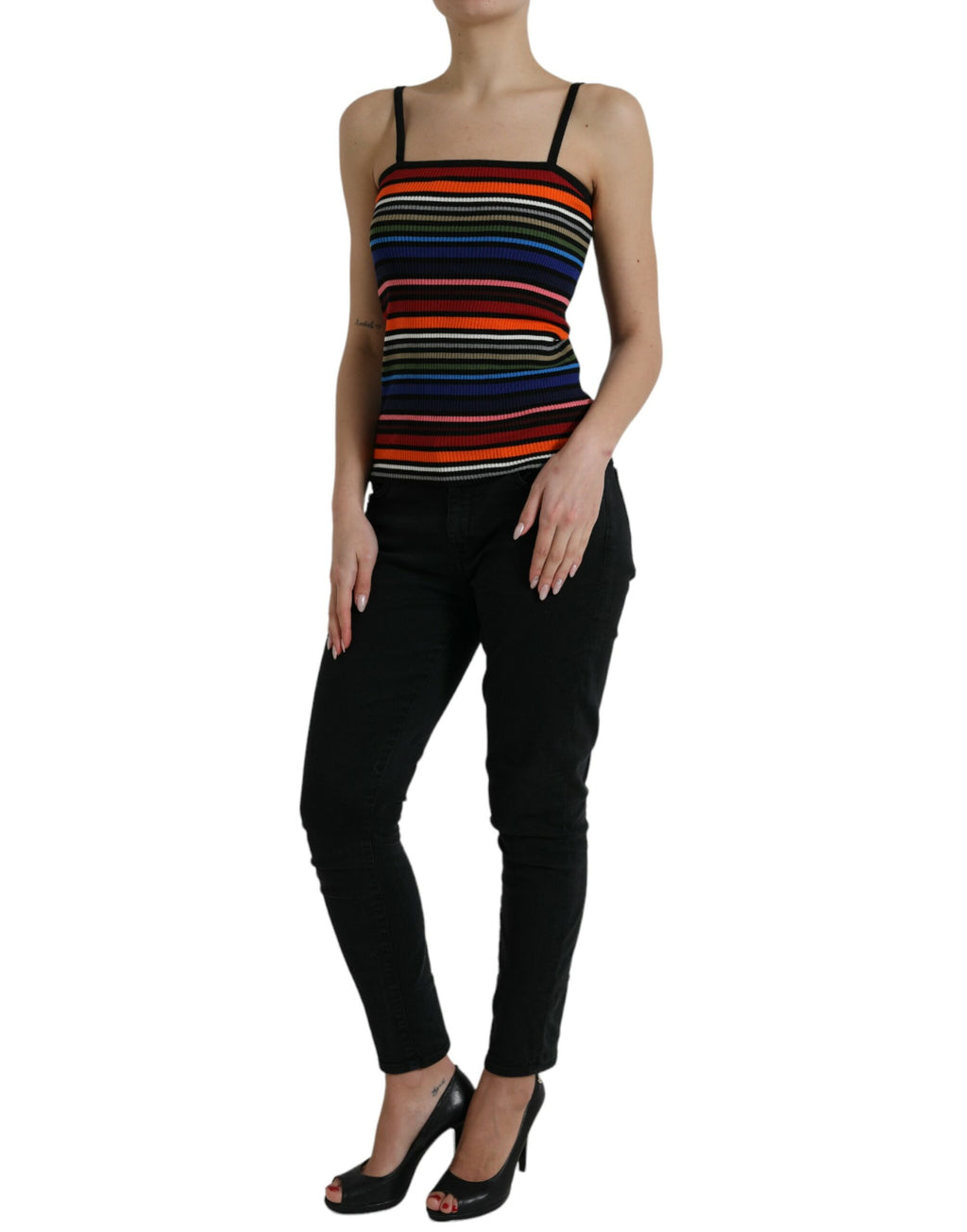Dolce & Gabbana Multicolor Striped Spaghetti Strap Top