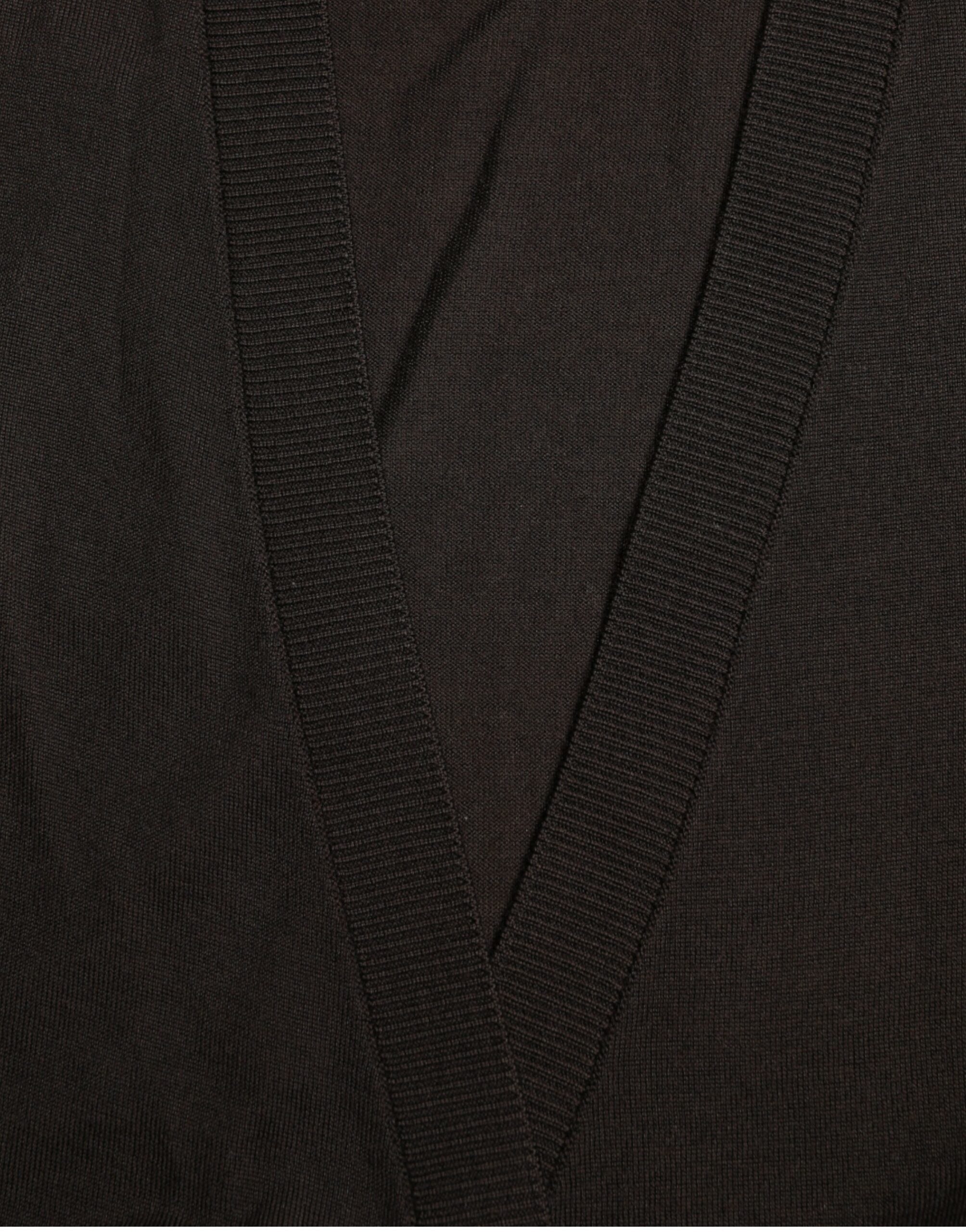 Dolce & Gabbana Black V-Neck Wool Sweater with Criss-Cross Collar